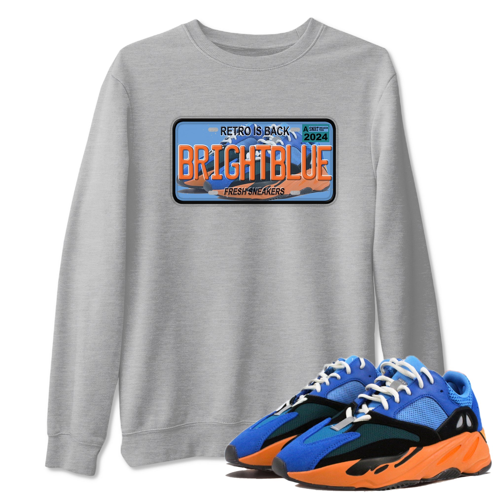Yeezy 700 Bright Blue shirts to match jordans Sneaker Plate sneaker match tees Yeezy 700 Bright Blue match shoes to clothes Drip Gear Zone unisex cotton Heather Grey 1 shirts