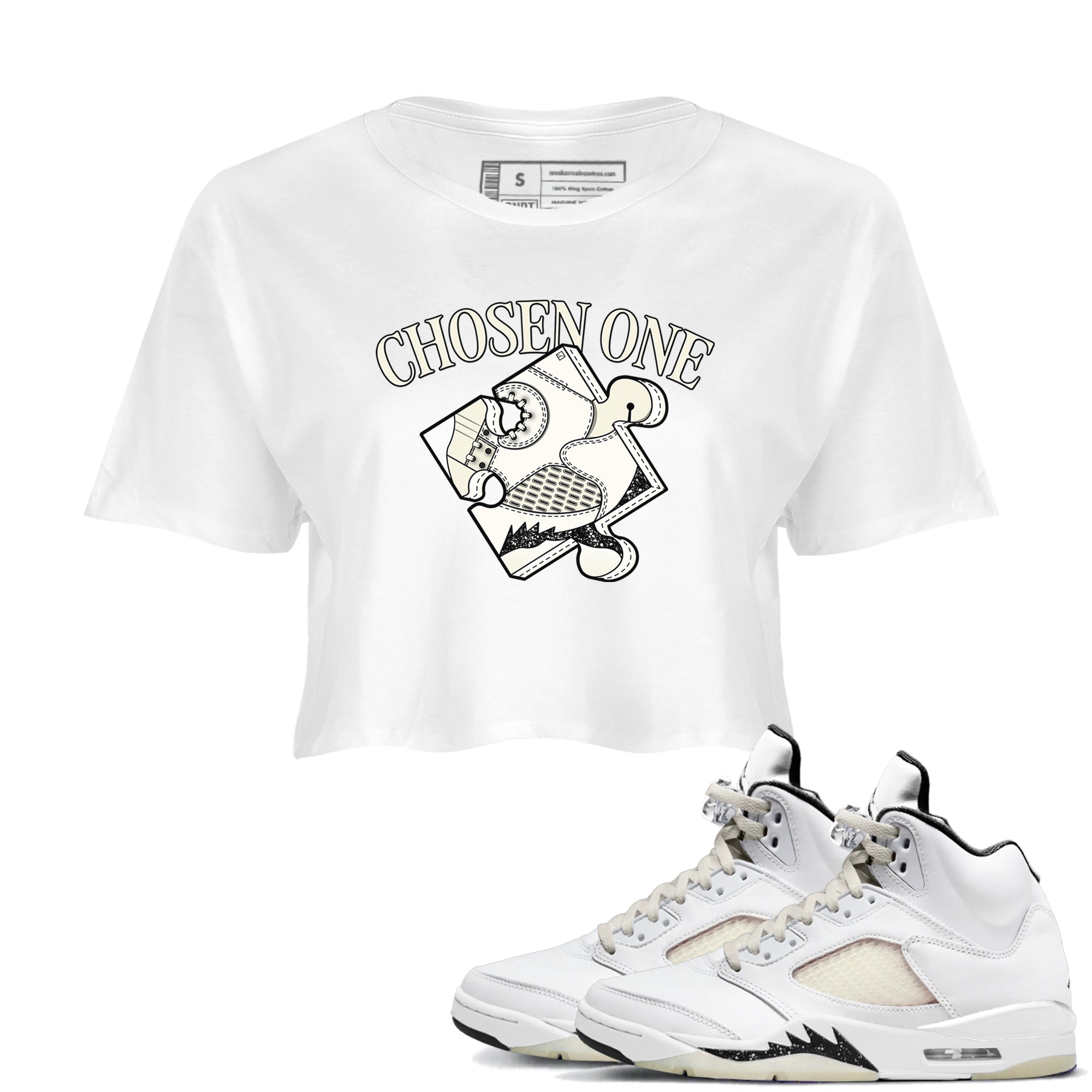 5s Sail shirt to match jordans Sneaker Puzzle sneaker tees Air Jordan 5 Sail Drip Gear Zone White 1 crop length shirt