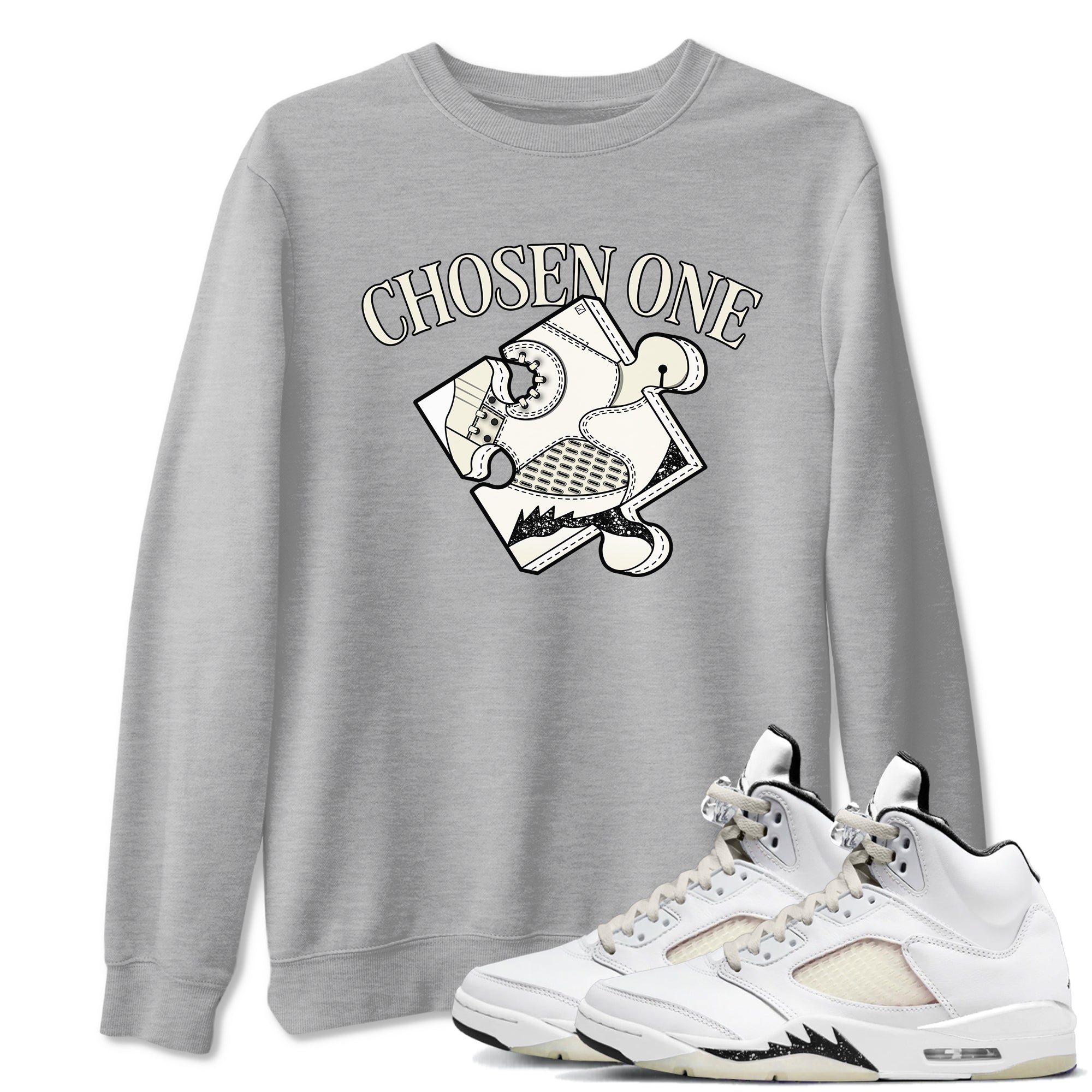 5s Sail shirt to match jordans Sneaker Puzzle sneaker tees Air Jordan 5 Sail Drip Gear Zone unisex cotton Heather Grey 1 crew neck shirt