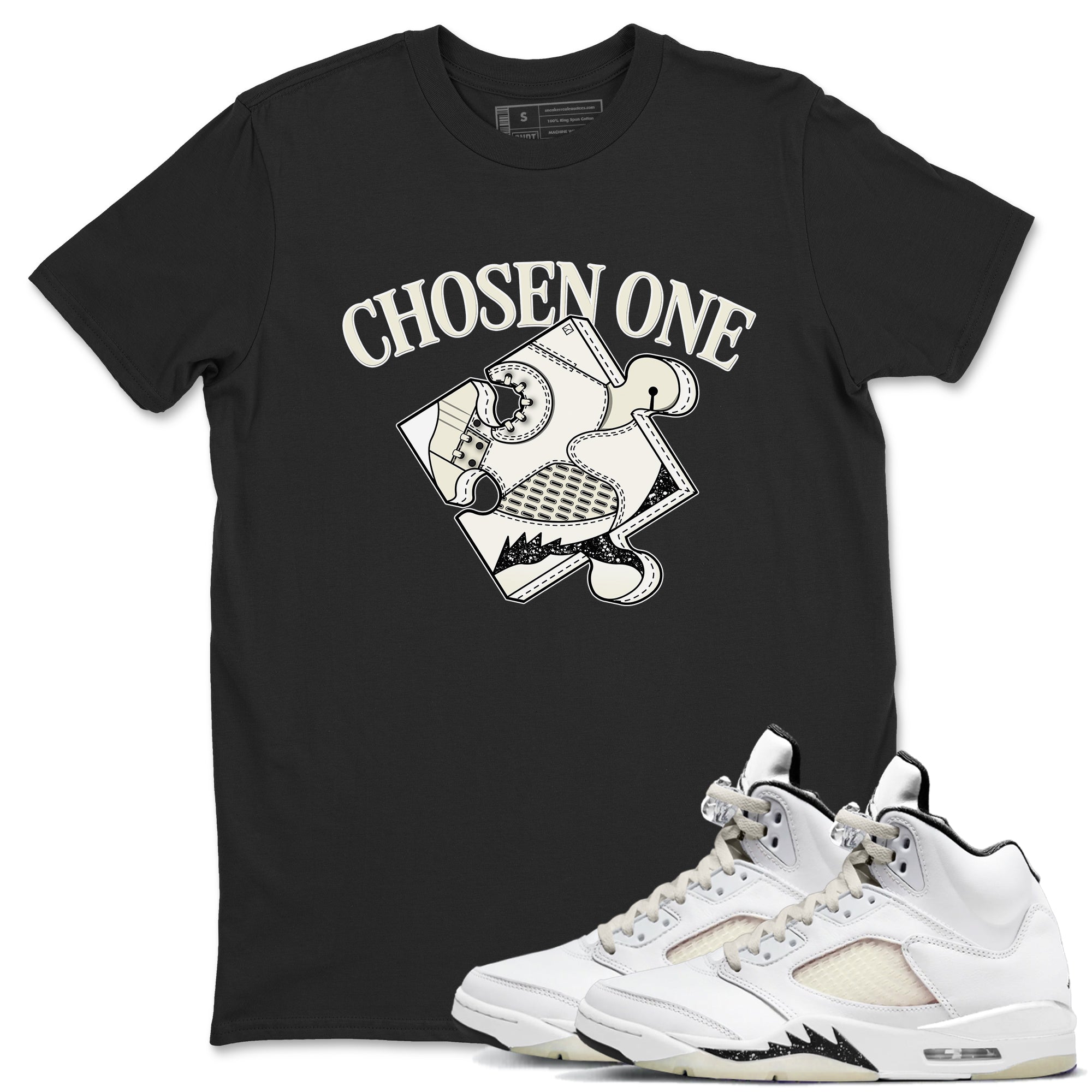 5s Sail shirt to match jordans Sneaker Puzzle sneaker tees Air Jordan 5 Sail Drip Gear Zone unisex cotton Black 1 crew neck shirt