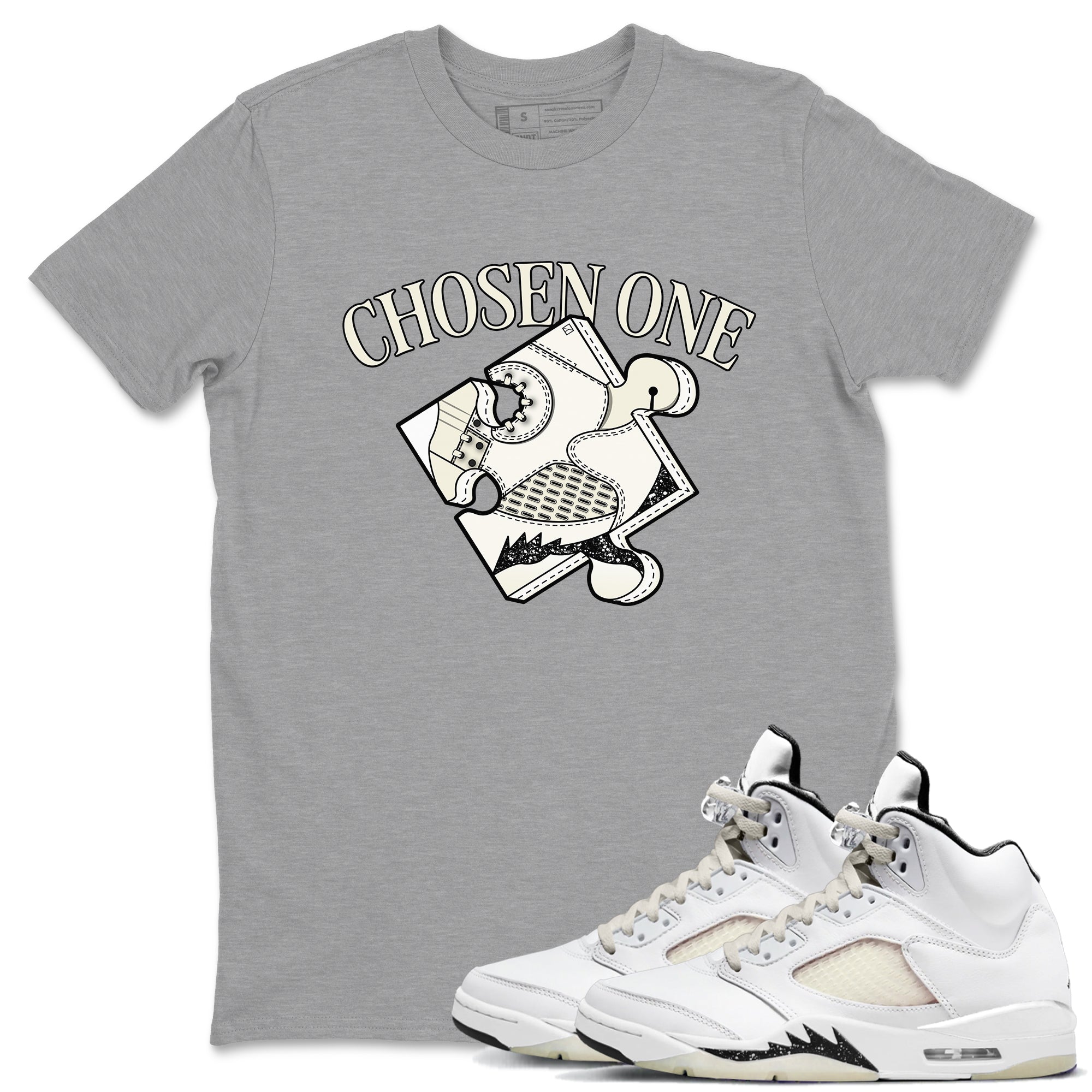 5s Sail shirt to match jordans Sneaker Puzzle sneaker tees Air Jordan 5 Sail Drip Gear Zone unisex cotton Heather Grey 1 crew neck shirt