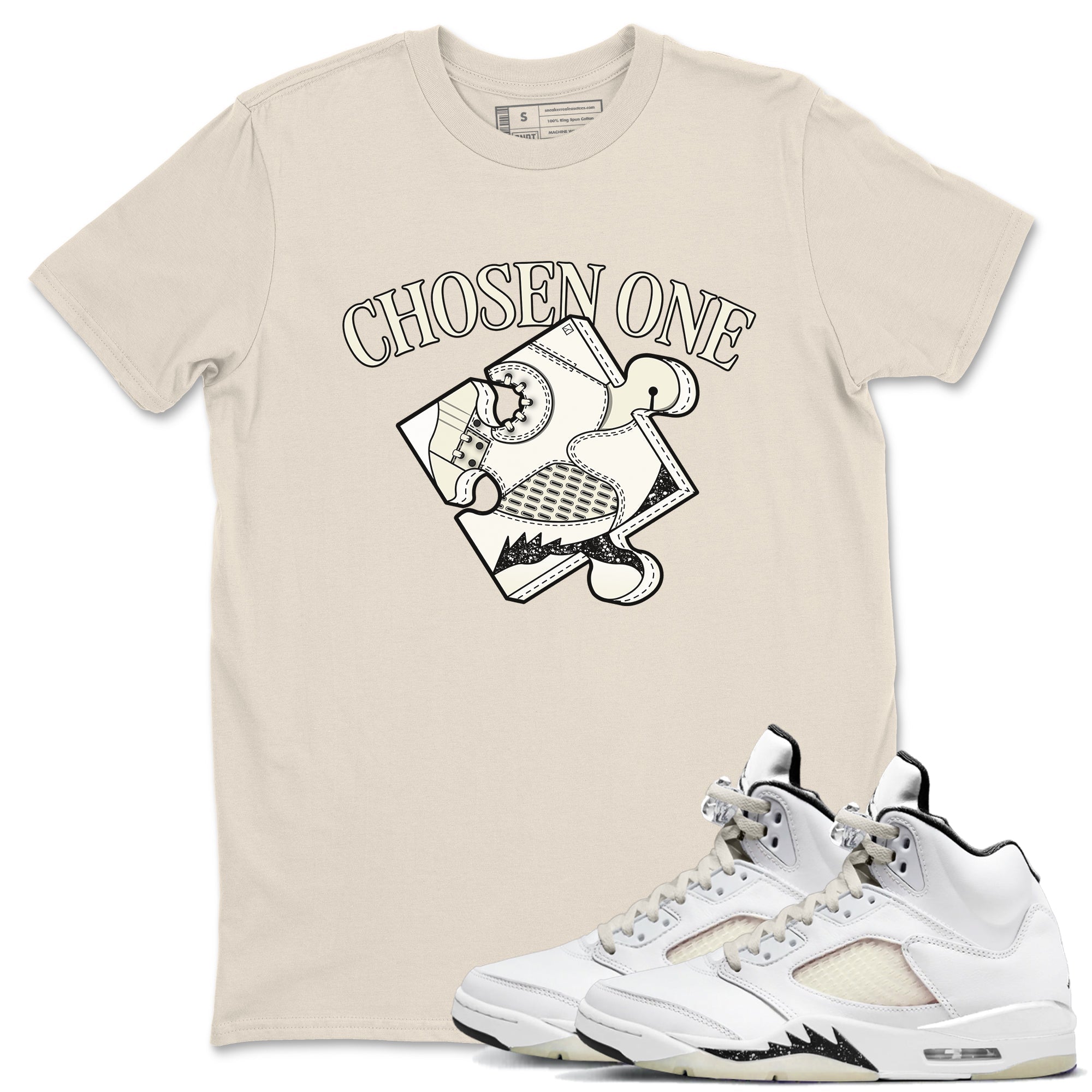 5s Sail shirt to match jordans Sneaker Puzzle sneaker tees Air Jordan 5 Sail Drip Gear Zone unisex cotton Natural 1 crew neck shirt