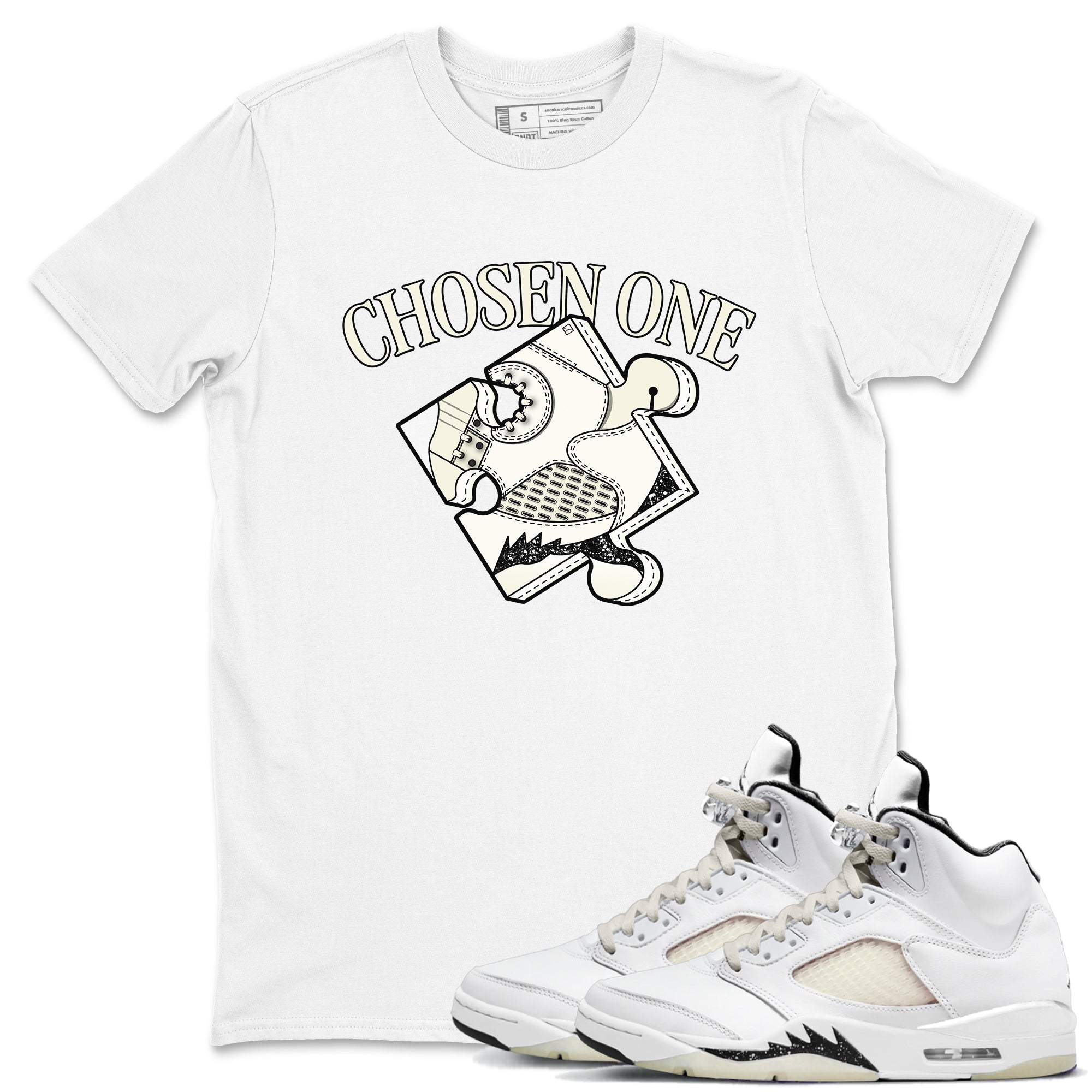 5s Sail shirt to match jordans Sneaker Puzzle sneaker tees Air Jordan 5 Sail Drip Gear Zone unisex cotton White 1 crew neck shirt