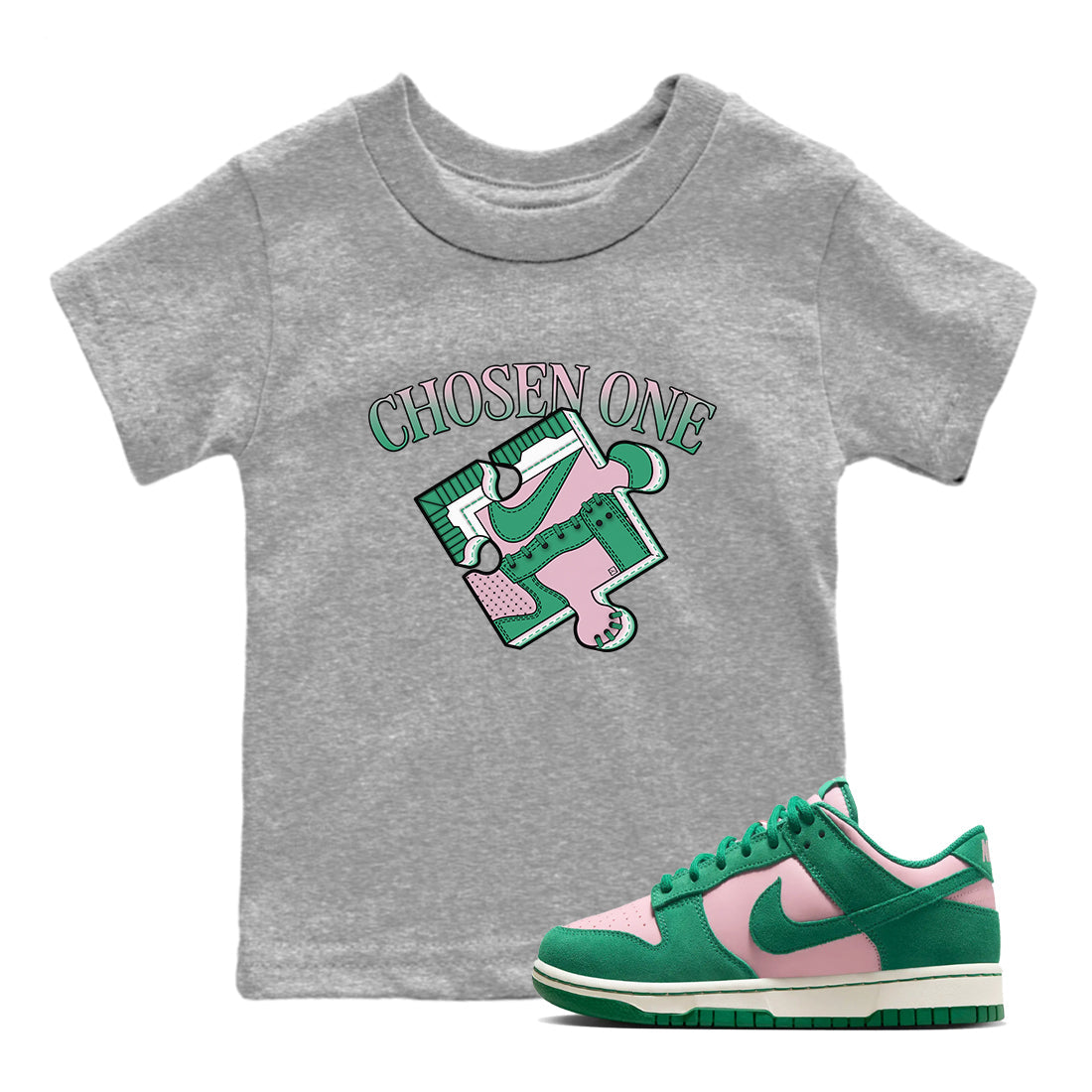 Dunk Medium Soft Pink Malachite shirt to match jordans Sneaker Puzzle sneaker tees Dunk Medium Soft Pink Malachite Drip Gear Zone baby toddler Heather Grey 1 cotton Shirt