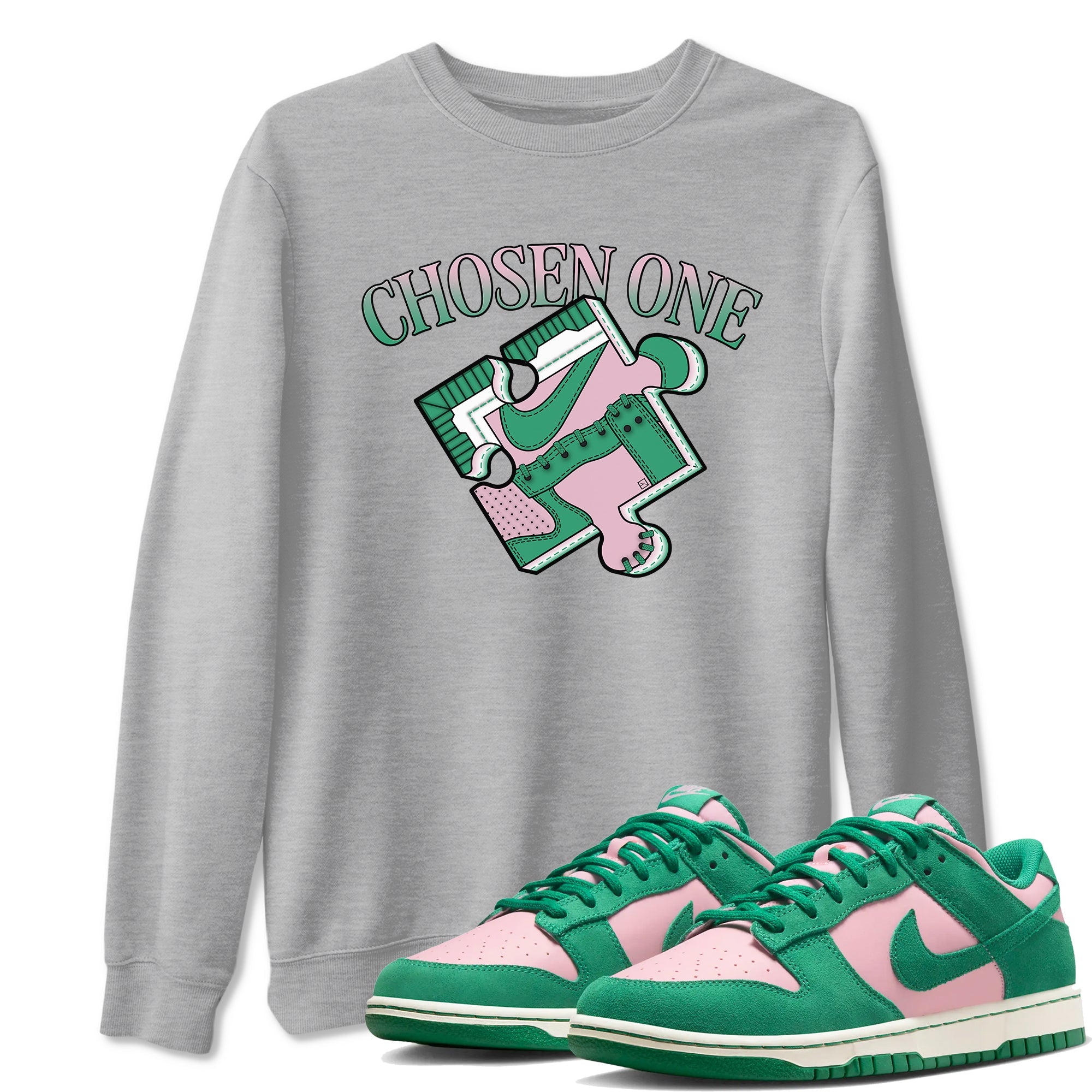 Dunk Medium Soft Pink Malachite shirt to match jordans Sneaker Puzzle sneaker tees Dunk Medium Soft Pink Malachite Drip Gear Zone unisex cotton Heather Grey 1 crew neck shirt