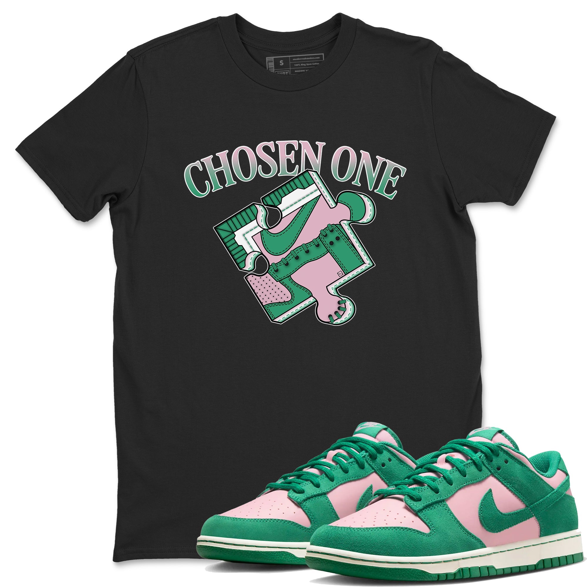 Dunk Medium Soft Pink Malachite shirt to match jordans Sneaker Puzzle sneaker tees Dunk Medium Soft Pink Malachite Drip Gear Zone unisex cotton Black 1 crew neck shirt