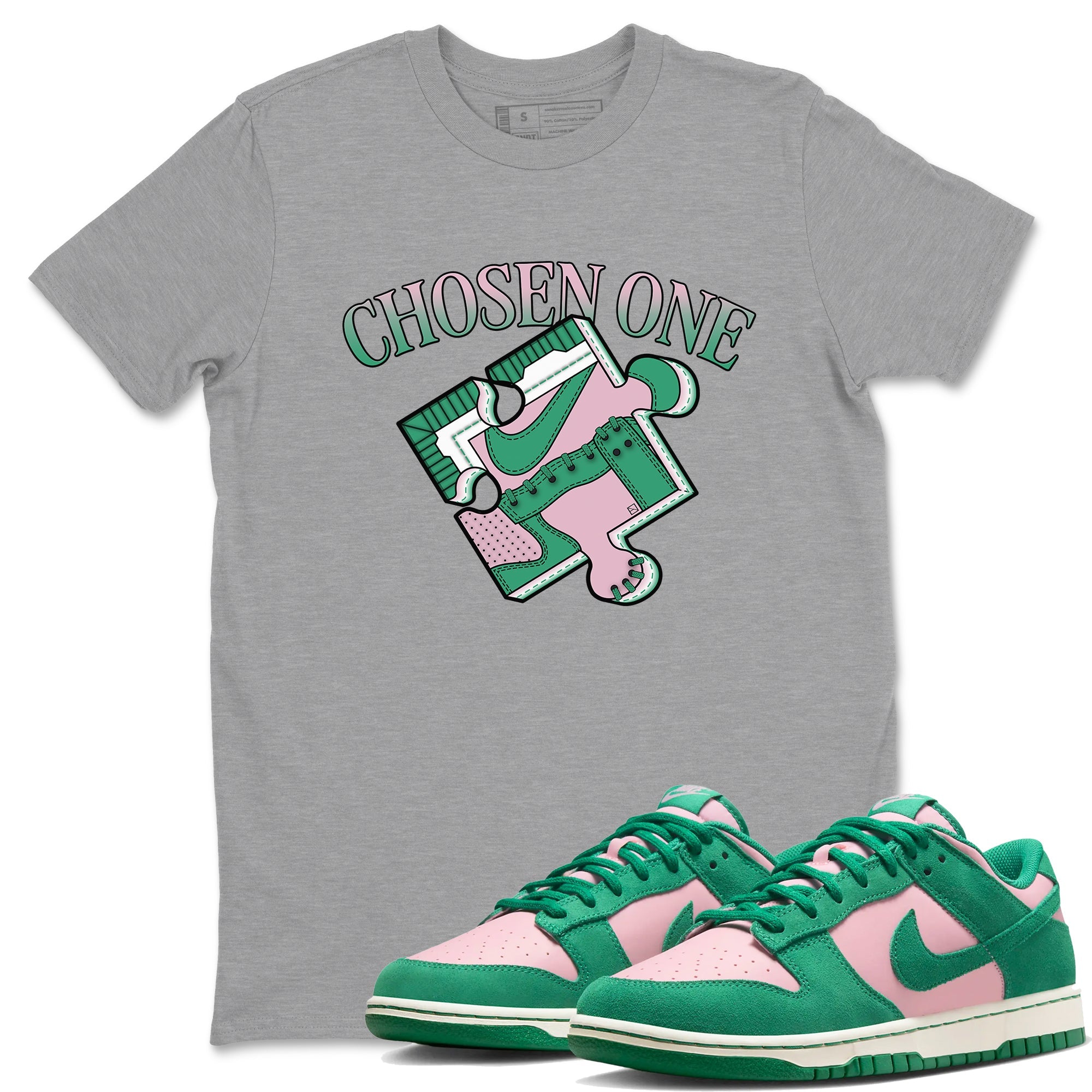 Dunk Medium Soft Pink Malachite shirt to match jordans Sneaker Puzzle sneaker tees Dunk Medium Soft Pink Malachite Drip Gear Zone unisex cotton Heather Grey 1 crew neck shirt