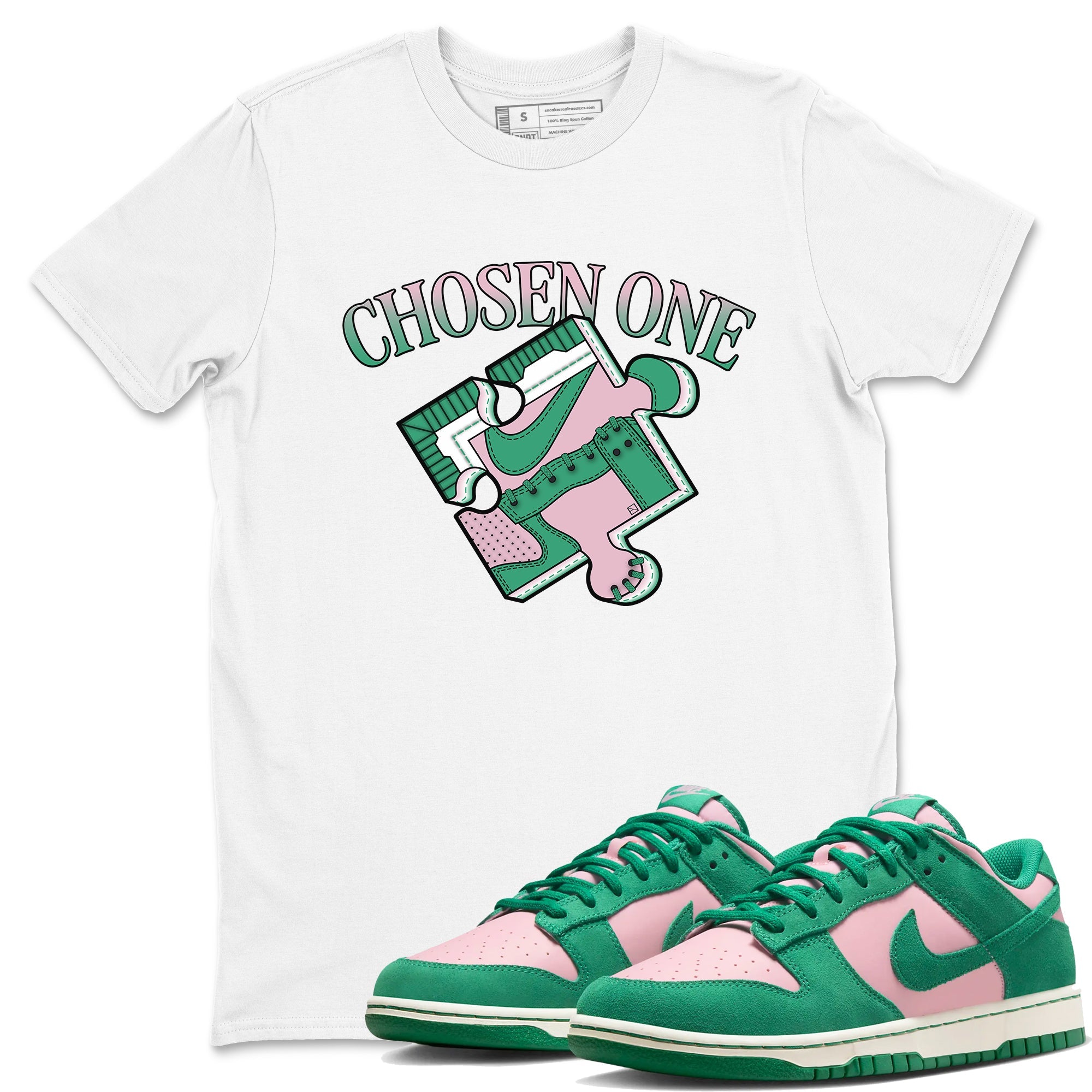 Dunk Medium Soft Pink Malachite shirt to match jordans Sneaker Puzzle sneaker tees Dunk Medium Soft Pink Malachite Drip Gear Zone unisex cotton White 1 crew neck shirt