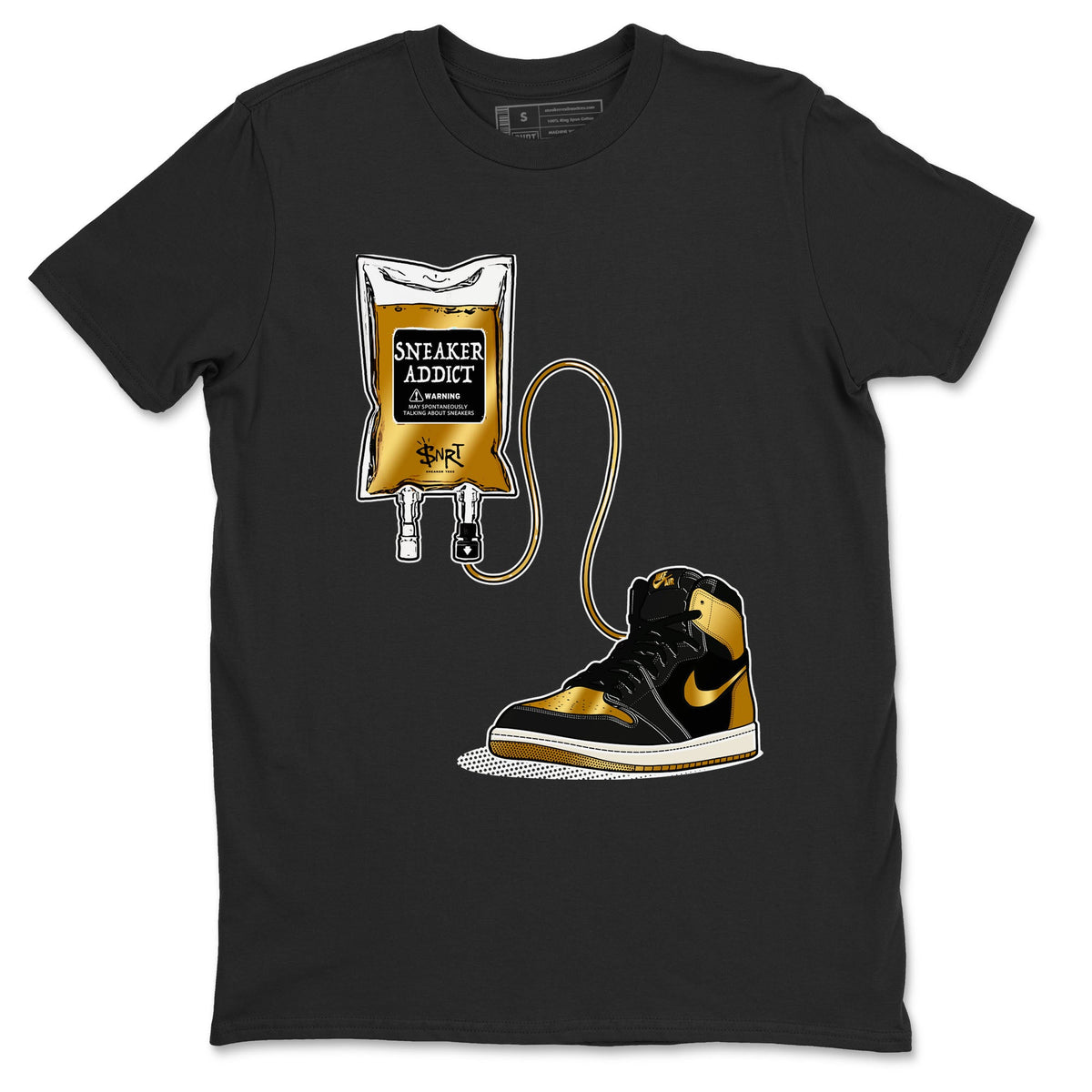1s Black Metallic Gold shirts to match jordans Sneaker Therapy sneaker match tees Air Jordan 1 Black Metallic Gold Drip Gear Zone unisex cotton Black 2 crew neck shirts