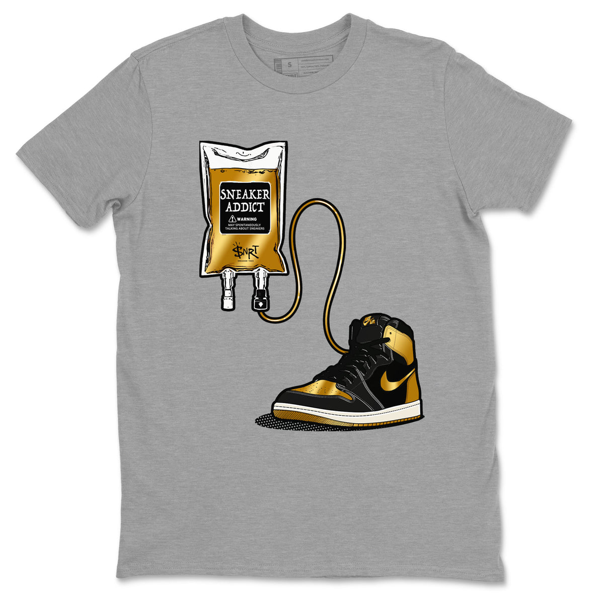 1s Black Metallic Gold shirts to match jordans Sneaker Therapy sneaker match tees Air Jordan 1 Black Metallic Gold Drip Gear Zone unisex cotton Heather Grey 2 crew neck shirts