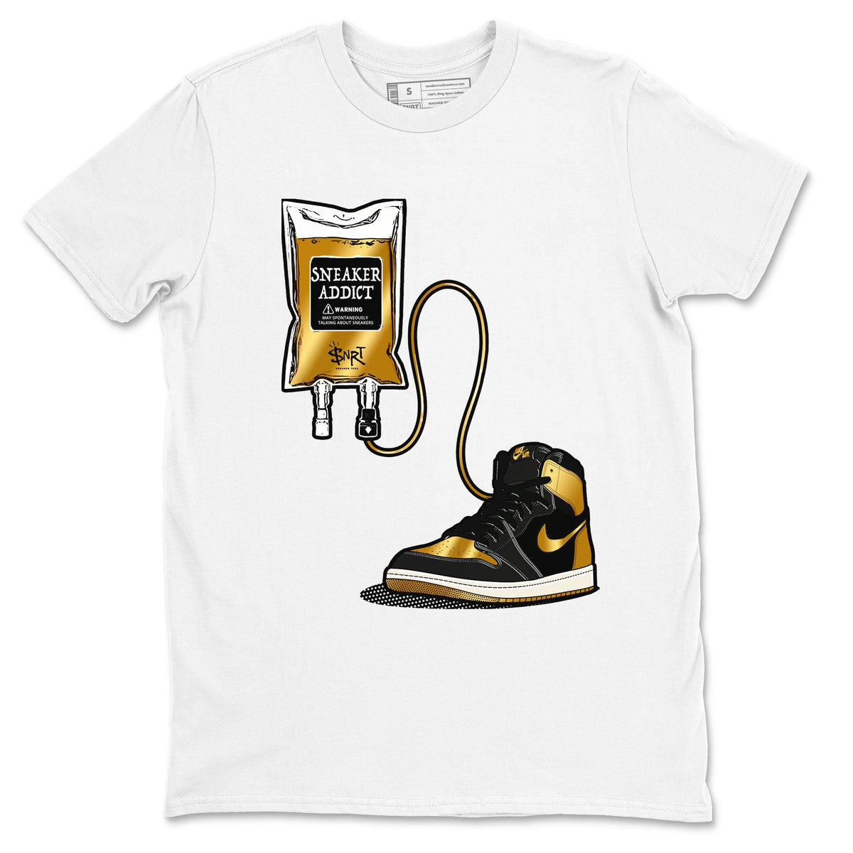 1s Black Metallic Gold shirts to match jordans Sneaker Therapy sneaker match tees Air Jordan 1 Black Metallic Gold Drip Gear Zone unisex cotton White 2 crew neck shirts