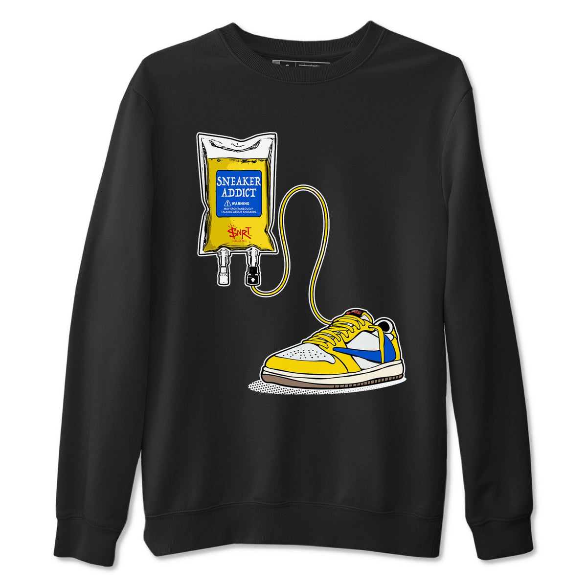 1s Travis Scott Canary shirts to match jordans Sneaker Therapy sneaker match tees Air Jordan 1 Travis Scott Canary Drip Gear Zone unisex cotton Black 2 crew neck shirts