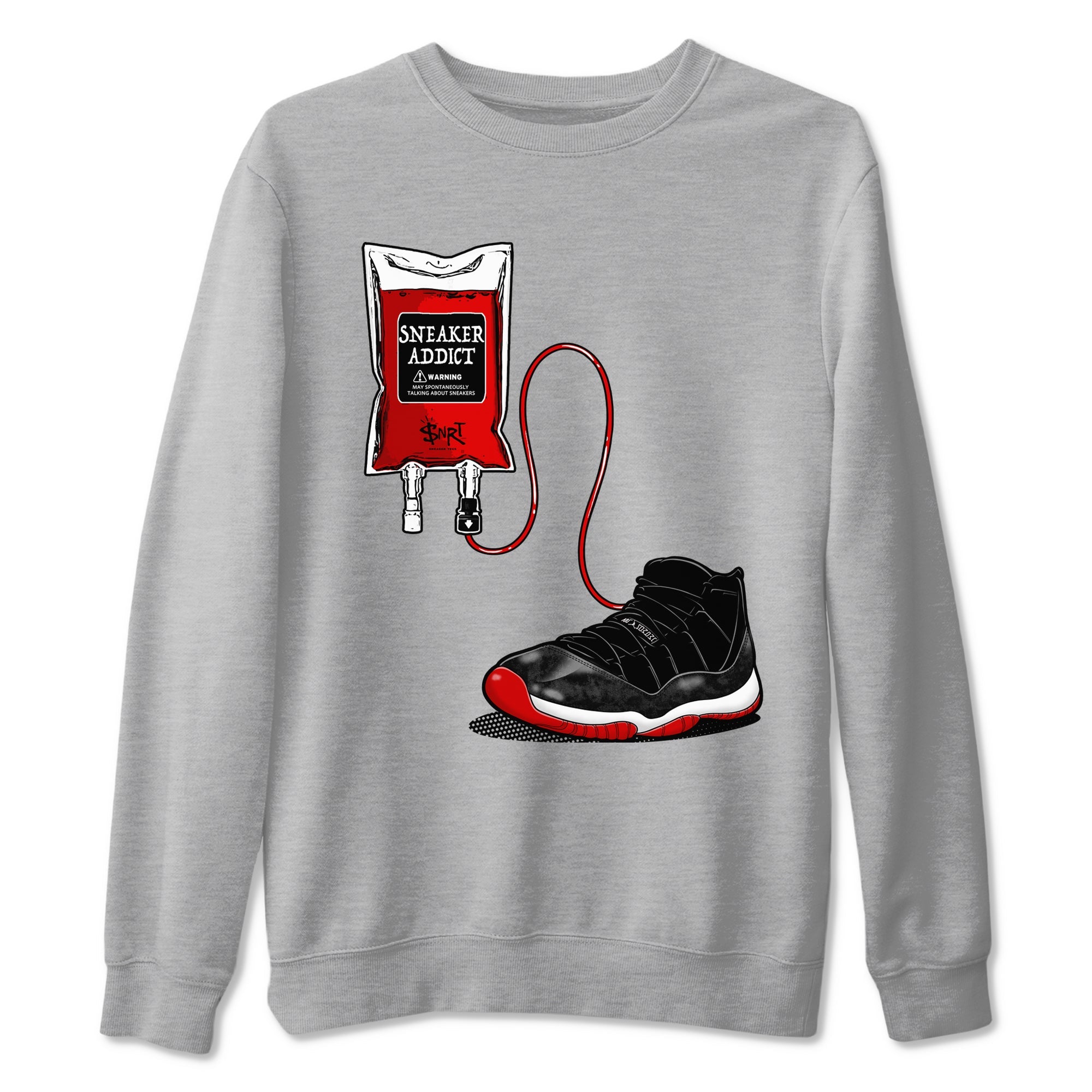 11s Bred Velvet shirts to match jordans Sneaker Therapy sneaker match tees Air Jordan 11 Bred Velvet Drip Gear Zone unisex cotton Heather Grey 2 crew neck shirts