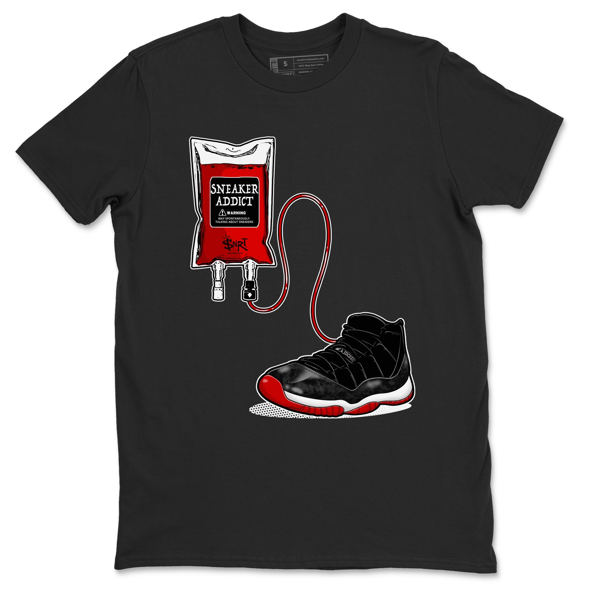 11s Bred Velvet shirts to match jordans Sneaker Therapy sneaker match tees Air Jordan 11 Bred Velvet Drip Gear Zone unisex cotton Black 2 crew neck shirts