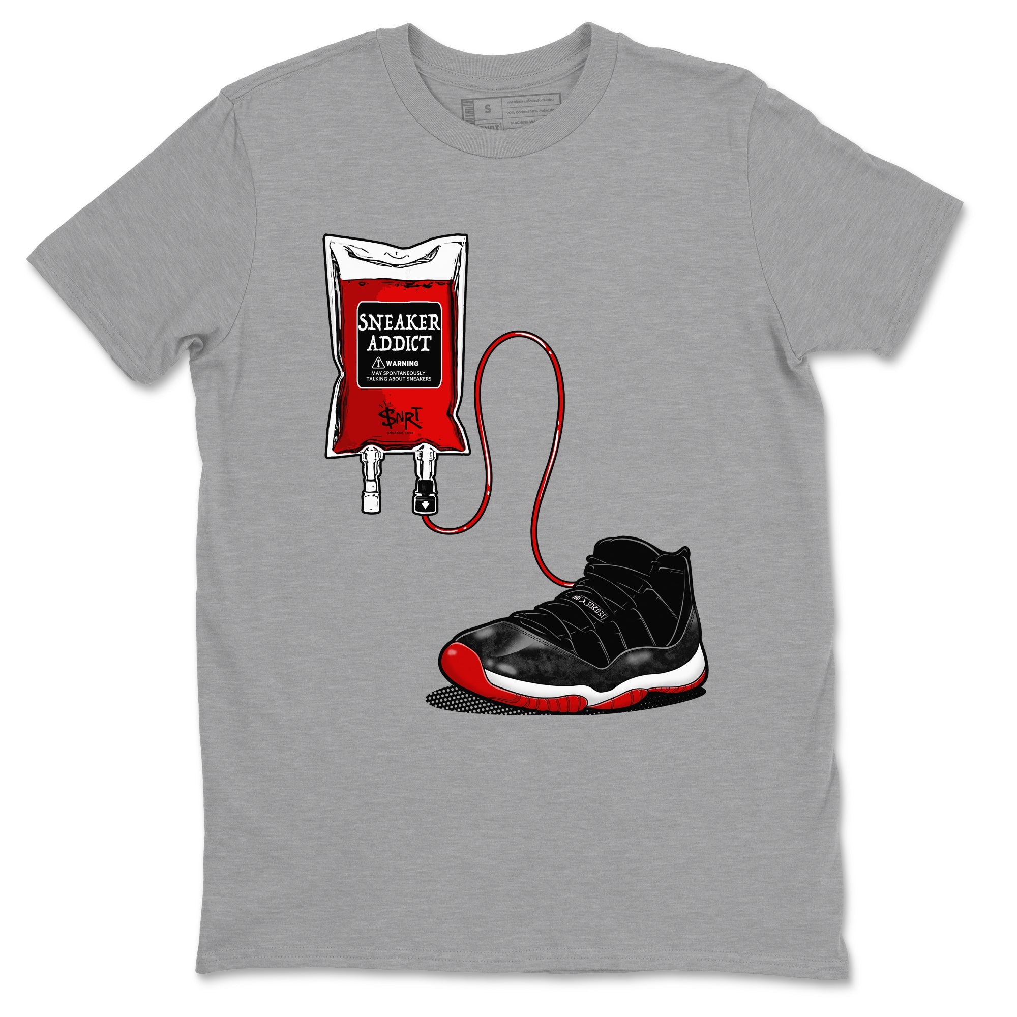 11s Bred Velvet shirts to match jordans Sneaker Therapy sneaker match tees Air Jordan 11 Bred Velvet Drip Gear Zone unisex cotton Heather Grey 2 crew neck shirts