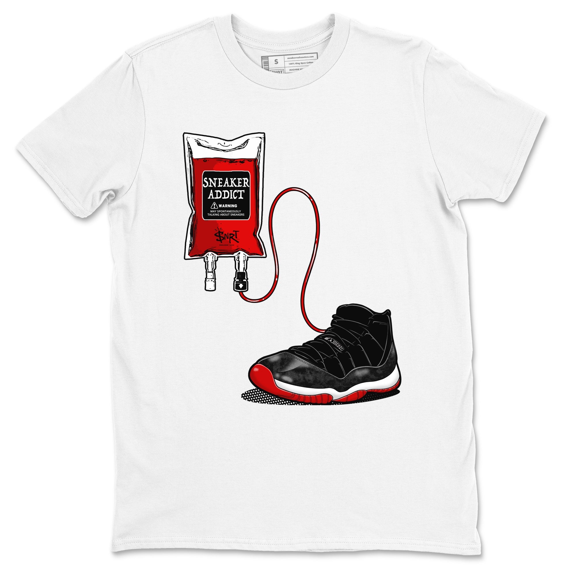 11s Bred Velvet shirts to match jordans Sneaker Therapy sneaker match tees Air Jordan 11 Bred Velvet Drip Gear Zone unisex cotton White 2 crew neck shirts