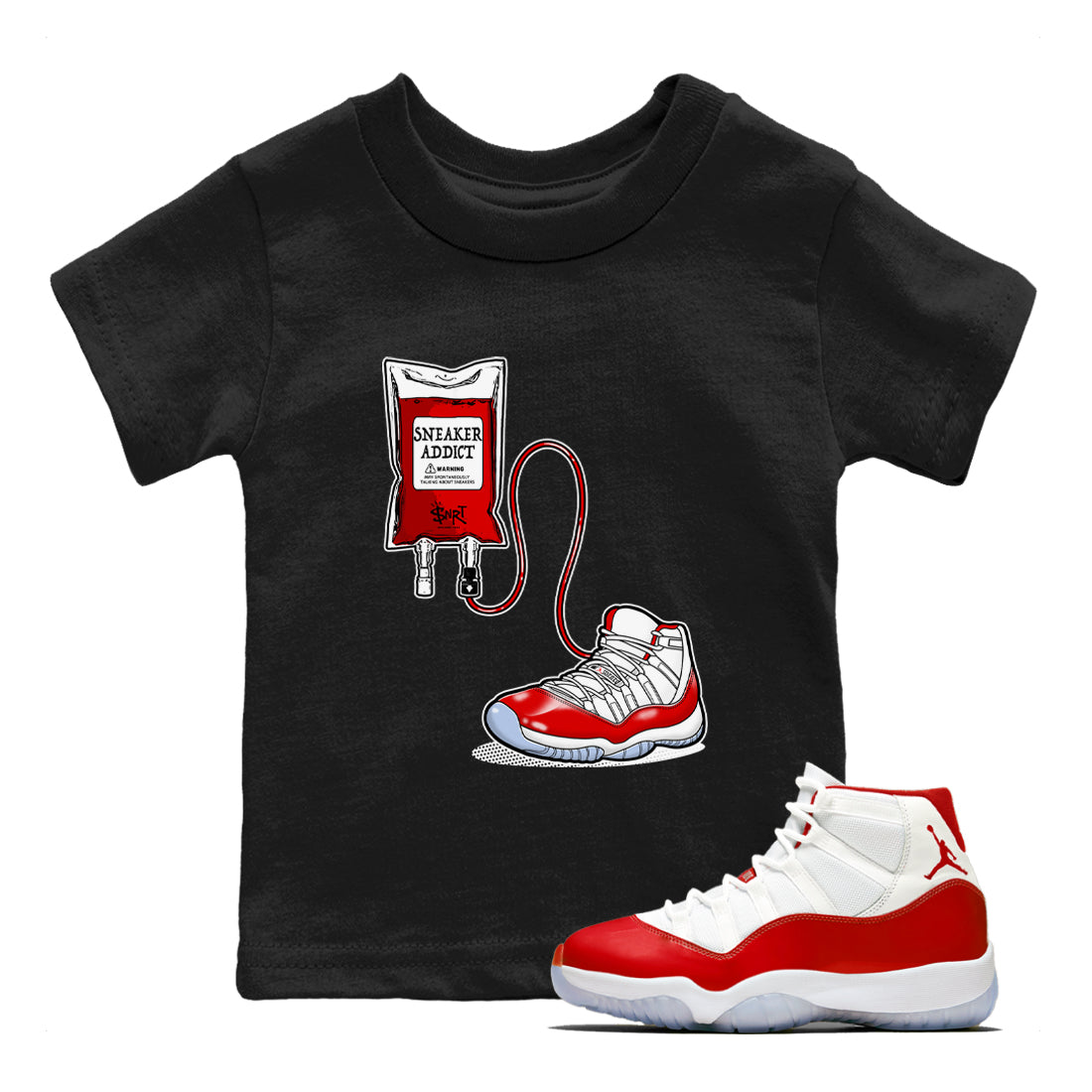 11s Cherry shirts to match jordans Sneaker Therapy sneaker match tees Air Jordan 11 Retro Cherry match shoes to clothes Drip Gear Zone Youth Baby Black 1 tee