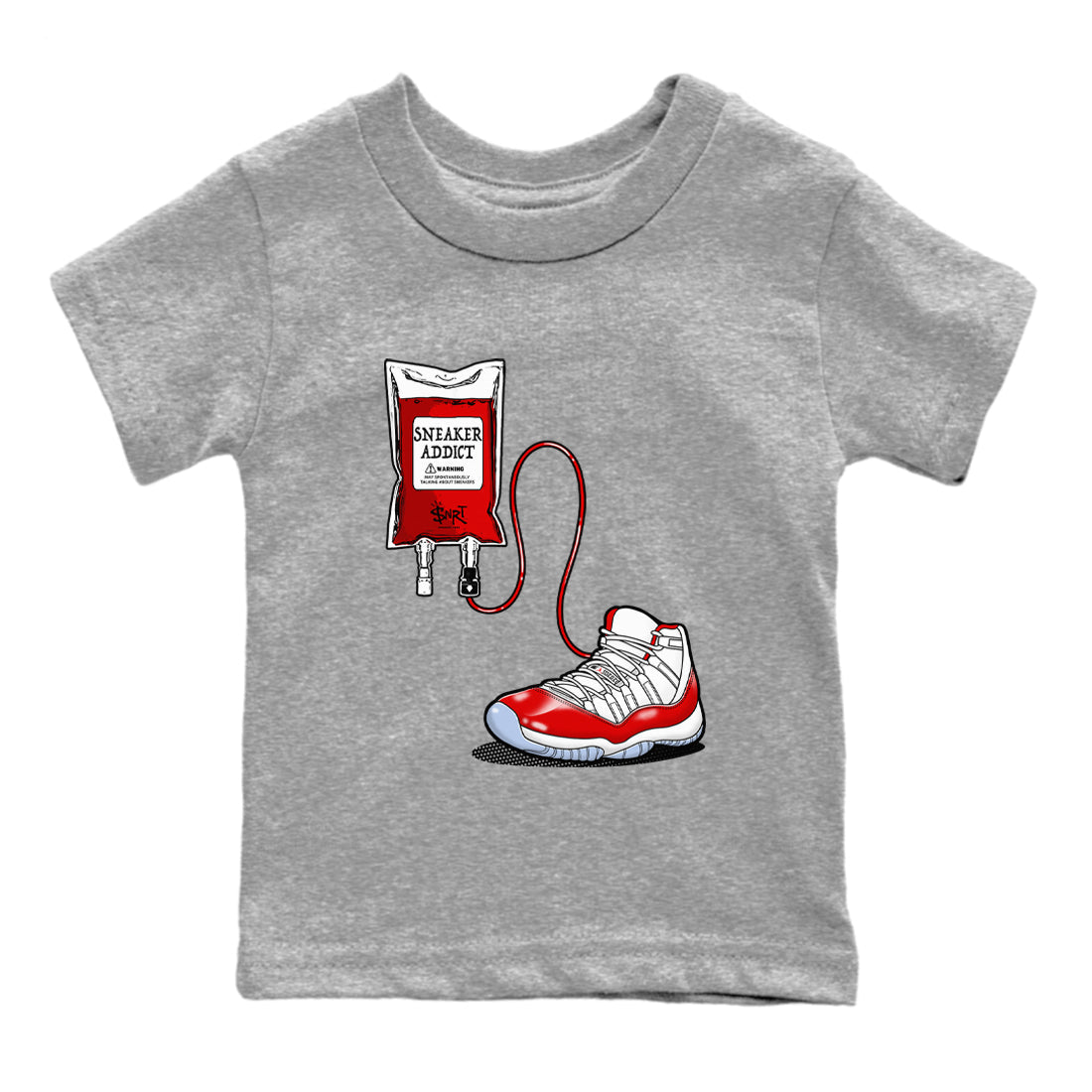 11s Cherry shirts to match jordans Sneaker Therapy sneaker match tees Air Jordan 11 Retro Cherry match shoes to clothes Drip Gear Zone Youth Baby Heather Grey 2 tee