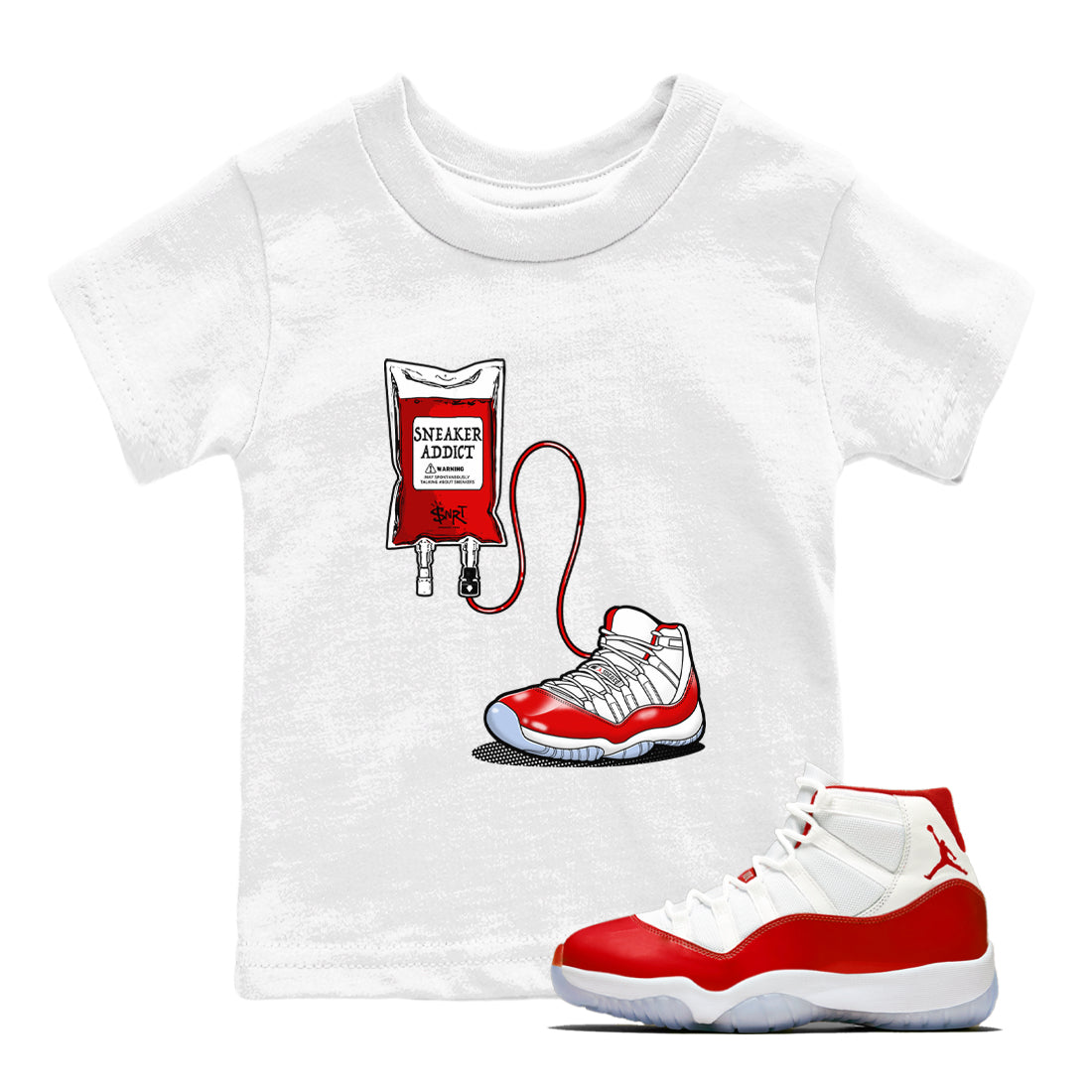 11s Cherry shirts to match jordans Sneaker Therapy sneaker match tees Air Jordan 11 Retro Cherry match shoes to clothes Drip Gear Zone Youth Baby White 1 tee