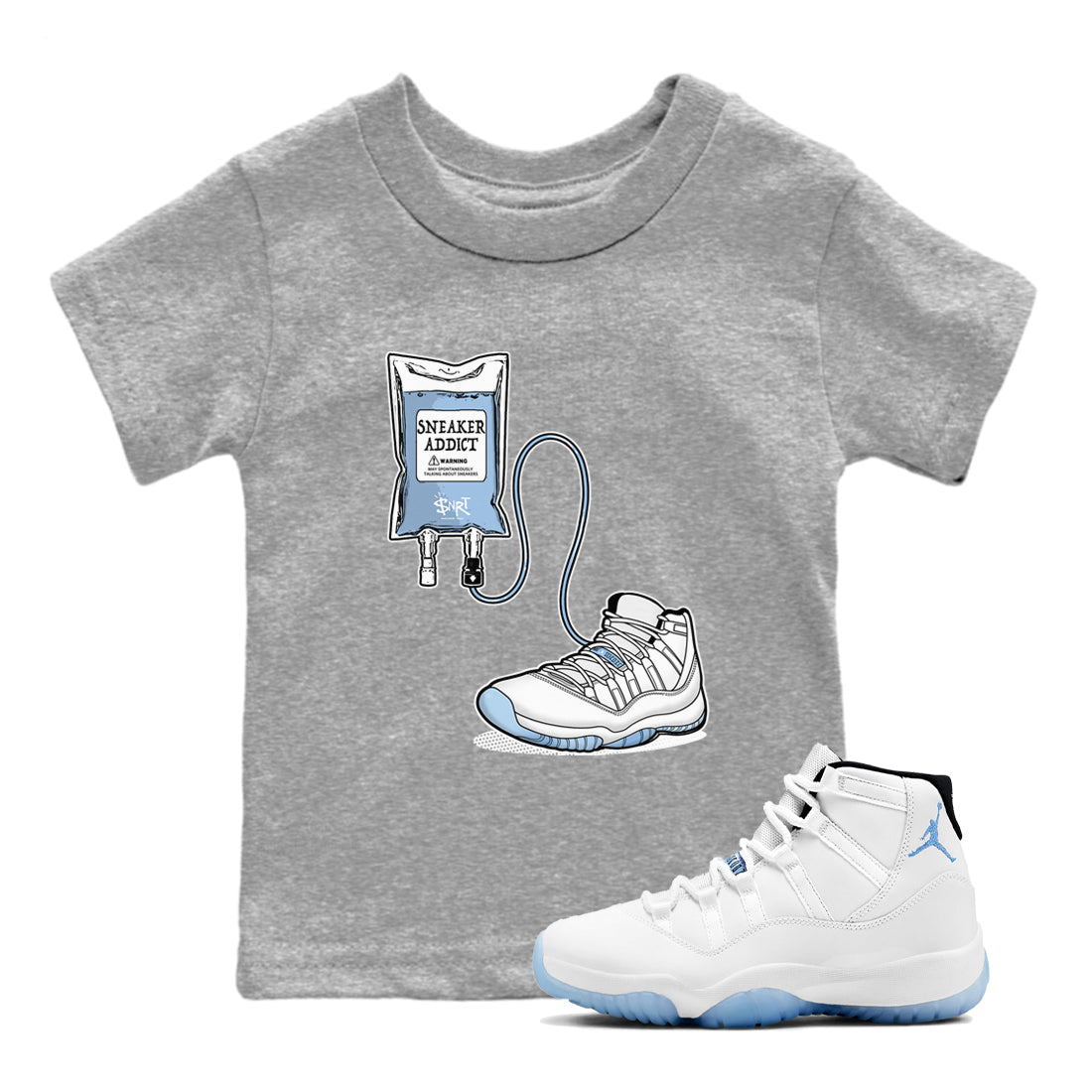 11s Columbia shirts to match jordans Sneaker Therapy sneaker match tees Air Jordan 11 Columbia Drip Gear Zone Youth Baby Heather Grey 1 crew neck shirts