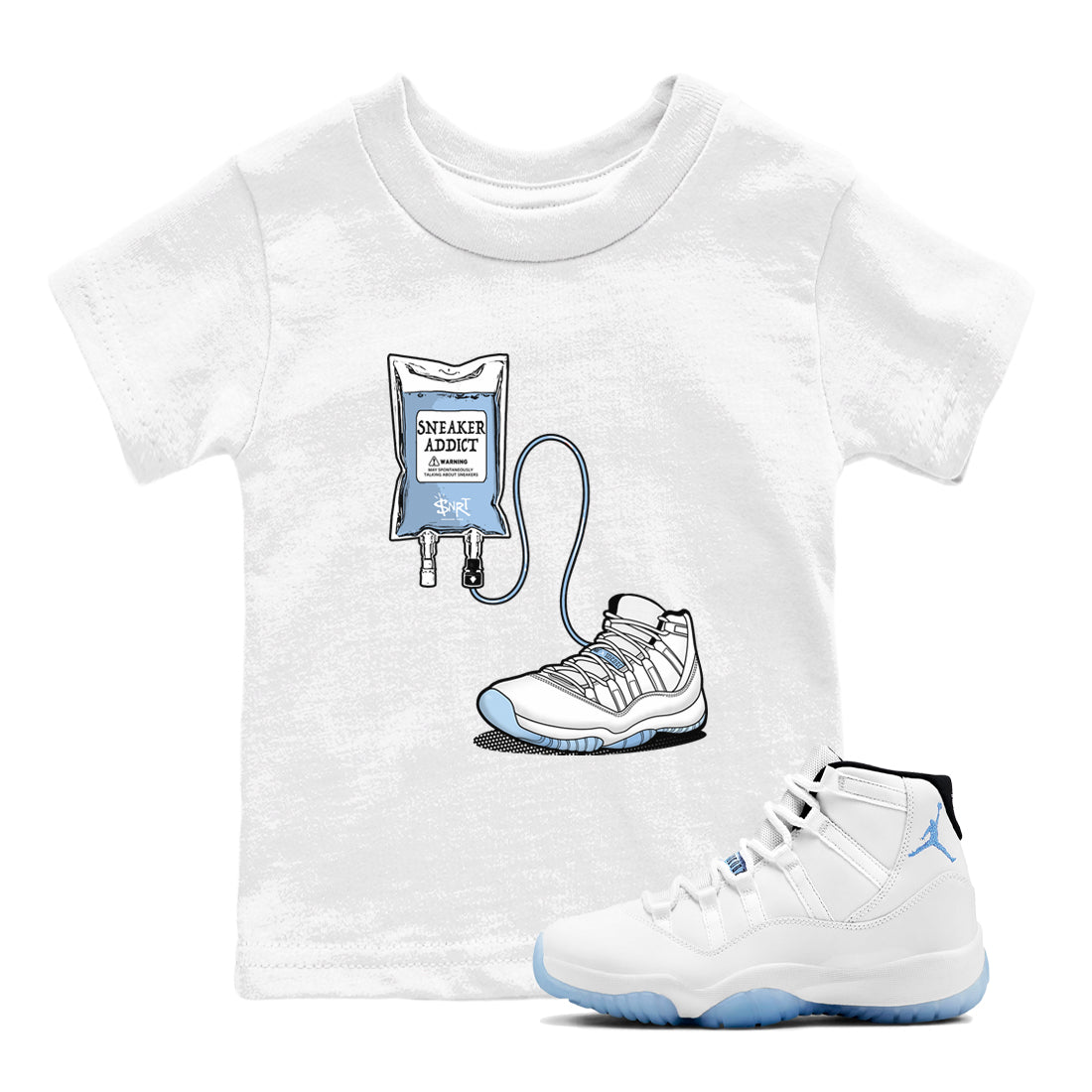 11s Columbia shirts to match jordans Sneaker Therapy sneaker match tees Air Jordan 11 Columbia Drip Gear Zone Youth Baby White 1 crew neck shirts