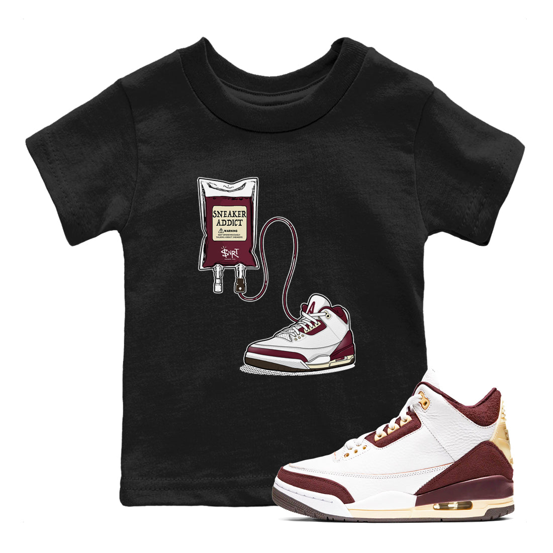 3s A Ma Maniere x Burgundy Crush shirts to match jordans Sneaker Therapy sneaker match tees Air Jordan 3 A Ma Maniere x Burgundy Crush Drip Gear Zone Youth Baby Black 1 crew neck shirts