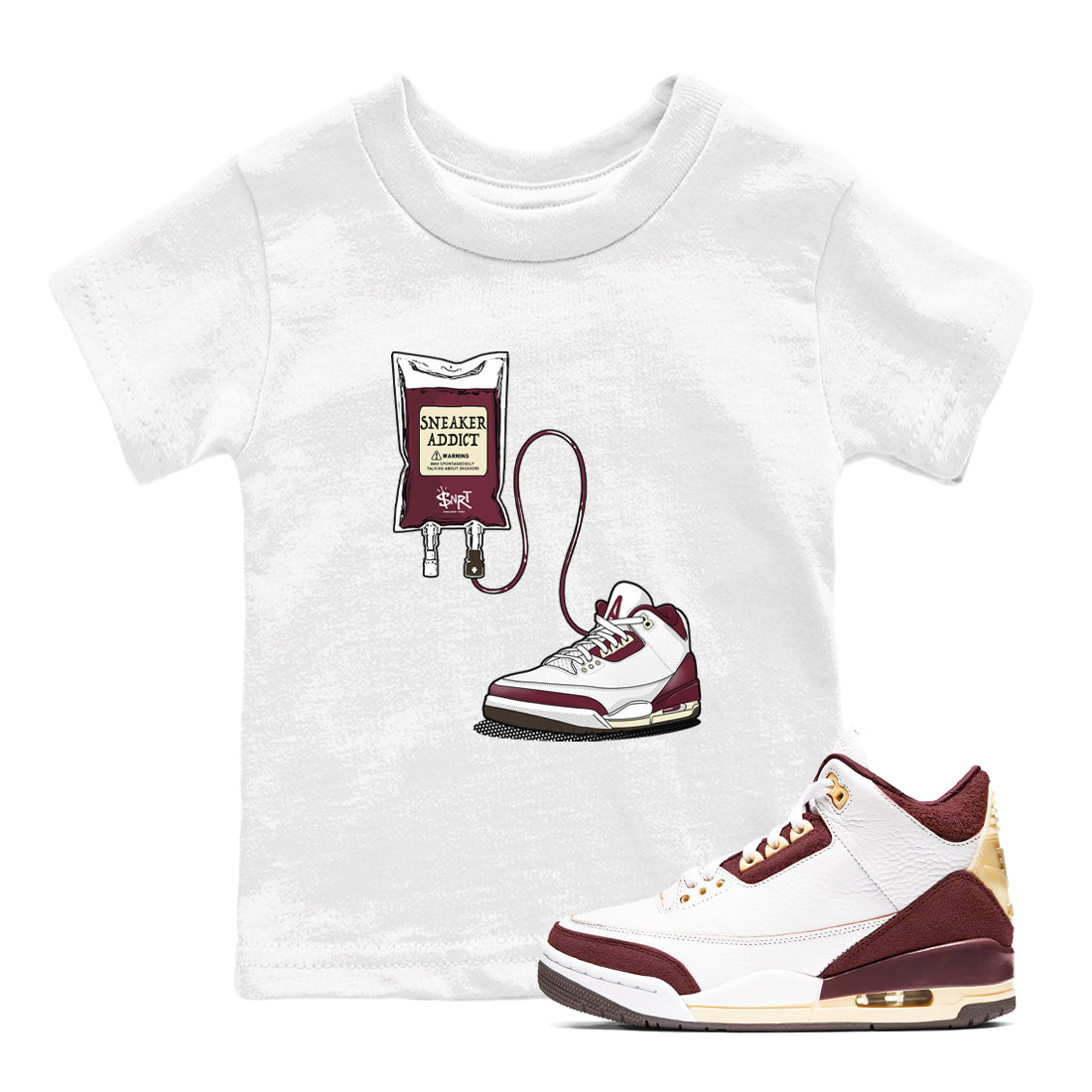 3s A Ma Maniere x Burgundy Crush shirts to match jordans Sneaker Therapy sneaker match tees Air Jordan 3 A Ma Maniere x Burgundy Crush Drip Gear Zone Youth Baby White 1 crew neck shirts