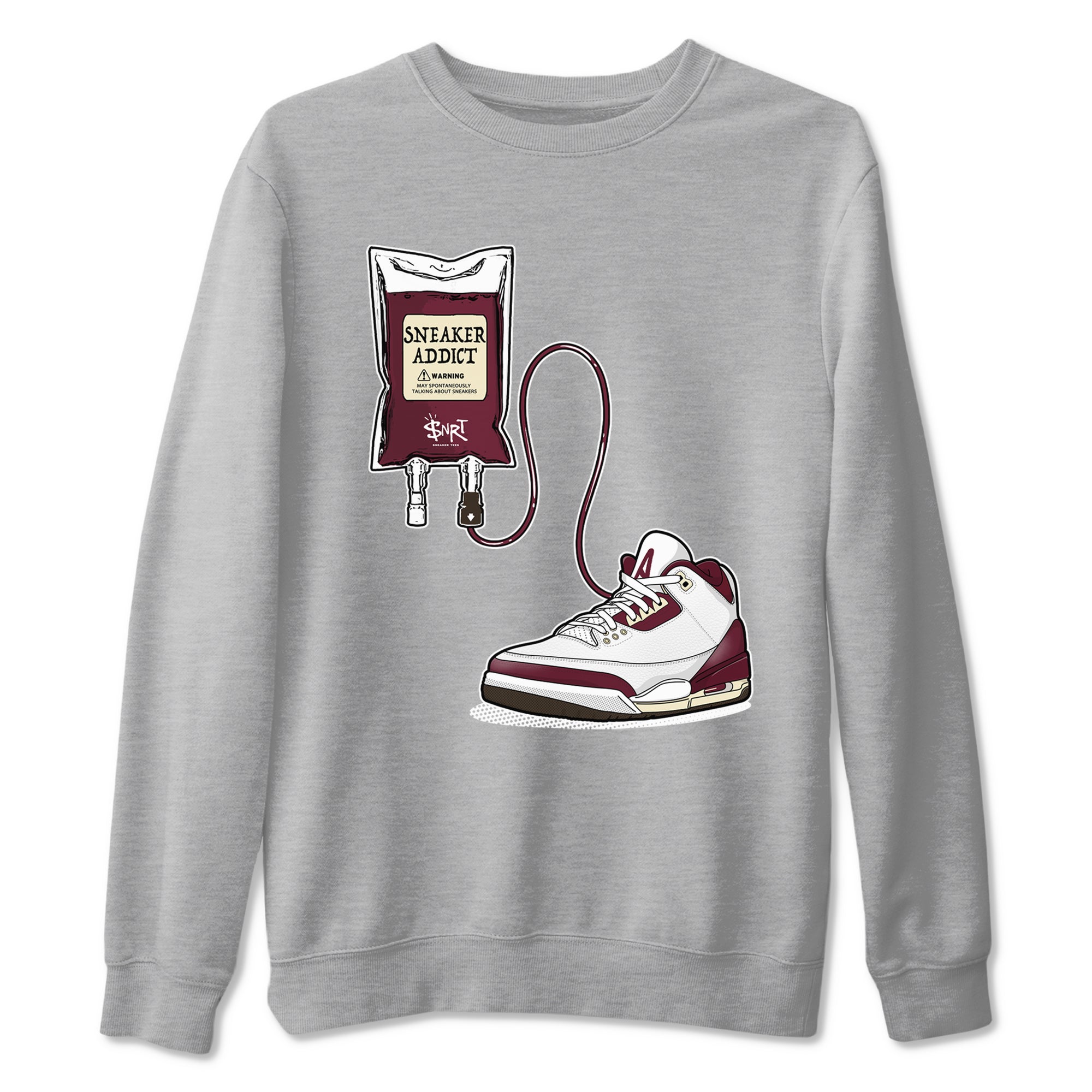 3s A Ma Maniere x Burgundy Crush shirts to match jordans Sneaker Therapy sneaker match tees Air Jordan 3 A Ma Maniere x Burgundy Crush Drip Gear Zone unisex cotton Heather Grey 2 crew neck shirts