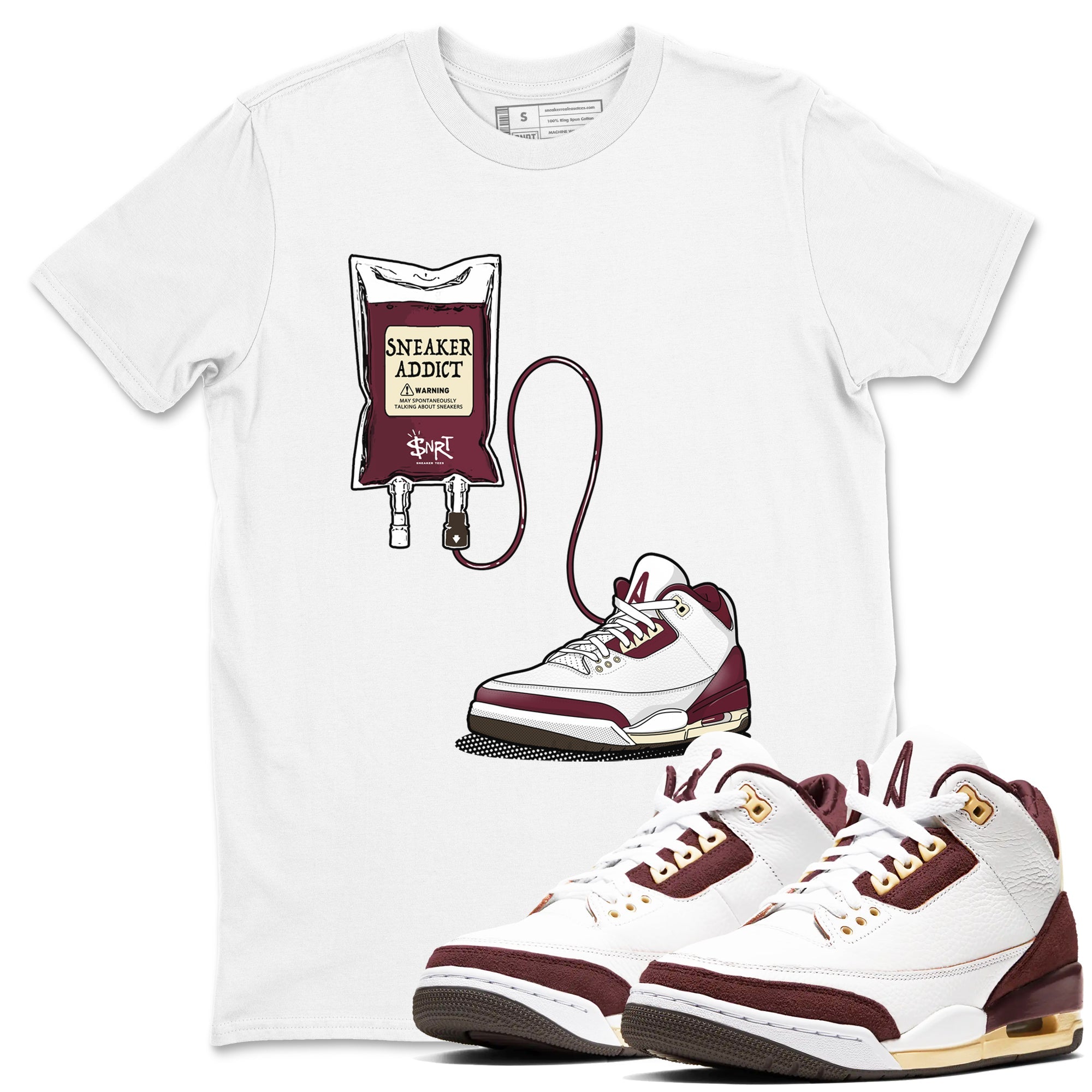 3s A Ma Maniere x Burgundy Crush shirts to match jordans Sneaker Therapy sneaker match tees Air Jordan 3 A Ma Maniere x Burgundy Crush Drip Gear Zone unisex cotton White 1 crew neck shirts