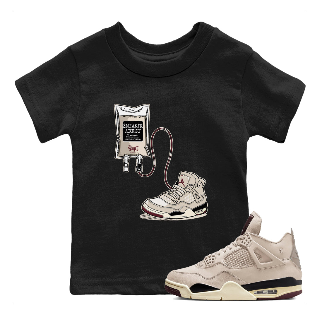 4s A Ma Maniere x Phantom shirts to match jordans Sneaker Therapy sneaker match tees Air Jordan 4 A Ma Maniere x Phantom Drip Gear Zone Youth Baby Black 1 crew neck shirts