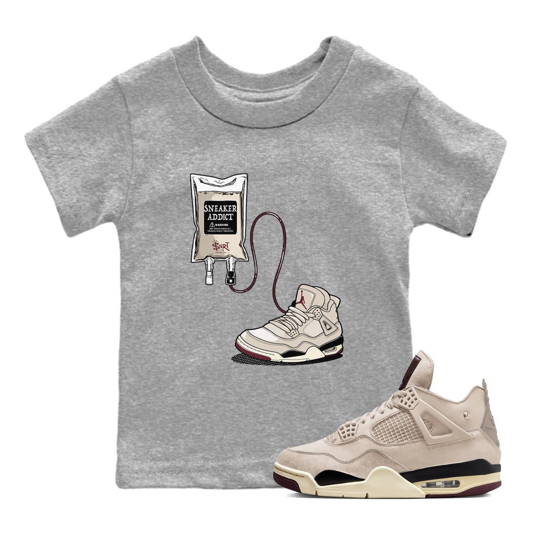 4s A Ma Maniere x Phantom shirts to match jordans Sneaker Therapy sneaker match tees Air Jordan 4 A Ma Maniere x Phantom Drip Gear Zone Youth Baby Heather Grey 1 crew neck shirts