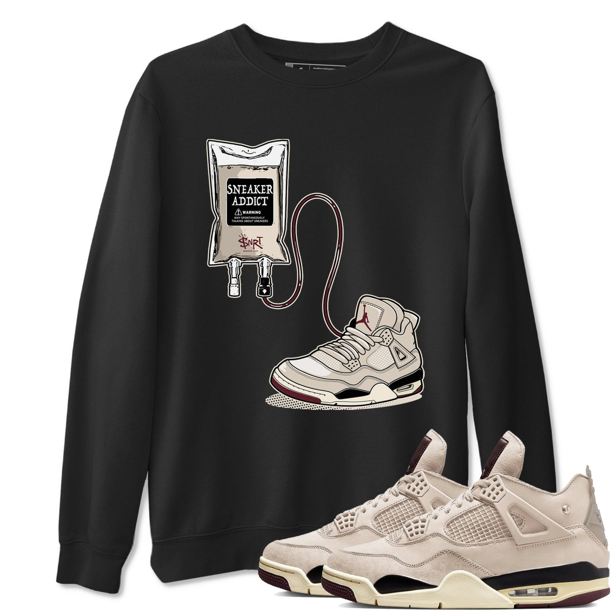 4s A Ma Maniere x Phantom shirts to match jordans Sneaker Therapy sneaker match tees Air Jordan 4 A Ma Maniere x Phantom Drip Gear Zone unisex cotton Black 1 crew neck shirts