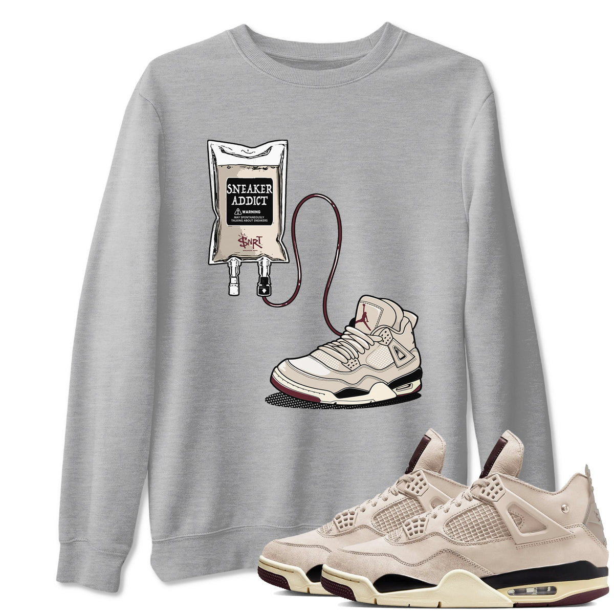 4s A Ma Maniere x Phantom shirts to match jordans Sneaker Therapy sneaker match tees Air Jordan 4 A Ma Maniere x Phantom Drip Gear Zone unisex cotton Heather Grey 1 crew neck shirts