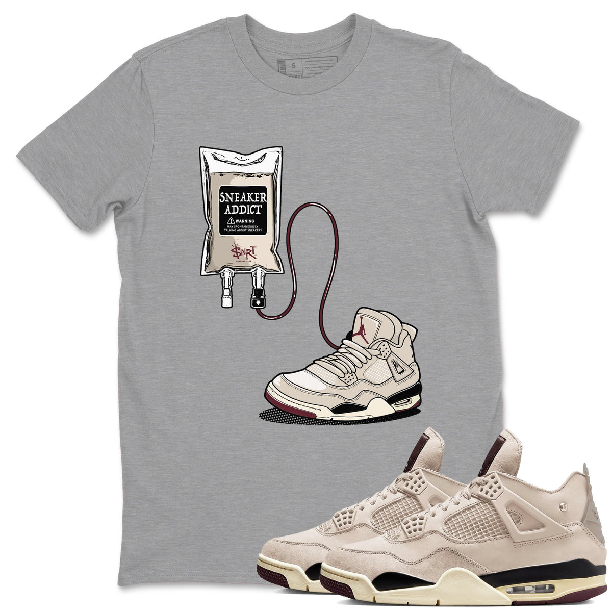 4s A Ma Maniere x Phantom shirts to match jordans Sneaker Therapy sneaker match tees Air Jordan 4 A Ma Maniere x Phantom Drip Gear Zone unisex cotton Heather Grey 1 crew neck shirts