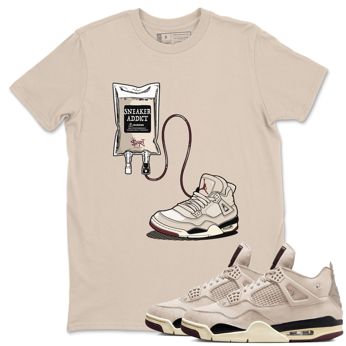 4s A Ma Maniere x Phantom shirts to match jordans Sneaker Therapy sneaker match tees Air Jordan 4 A Ma Maniere x Phantom Drip Gear Zone unisex cotton Sand 1 crew neck shirts