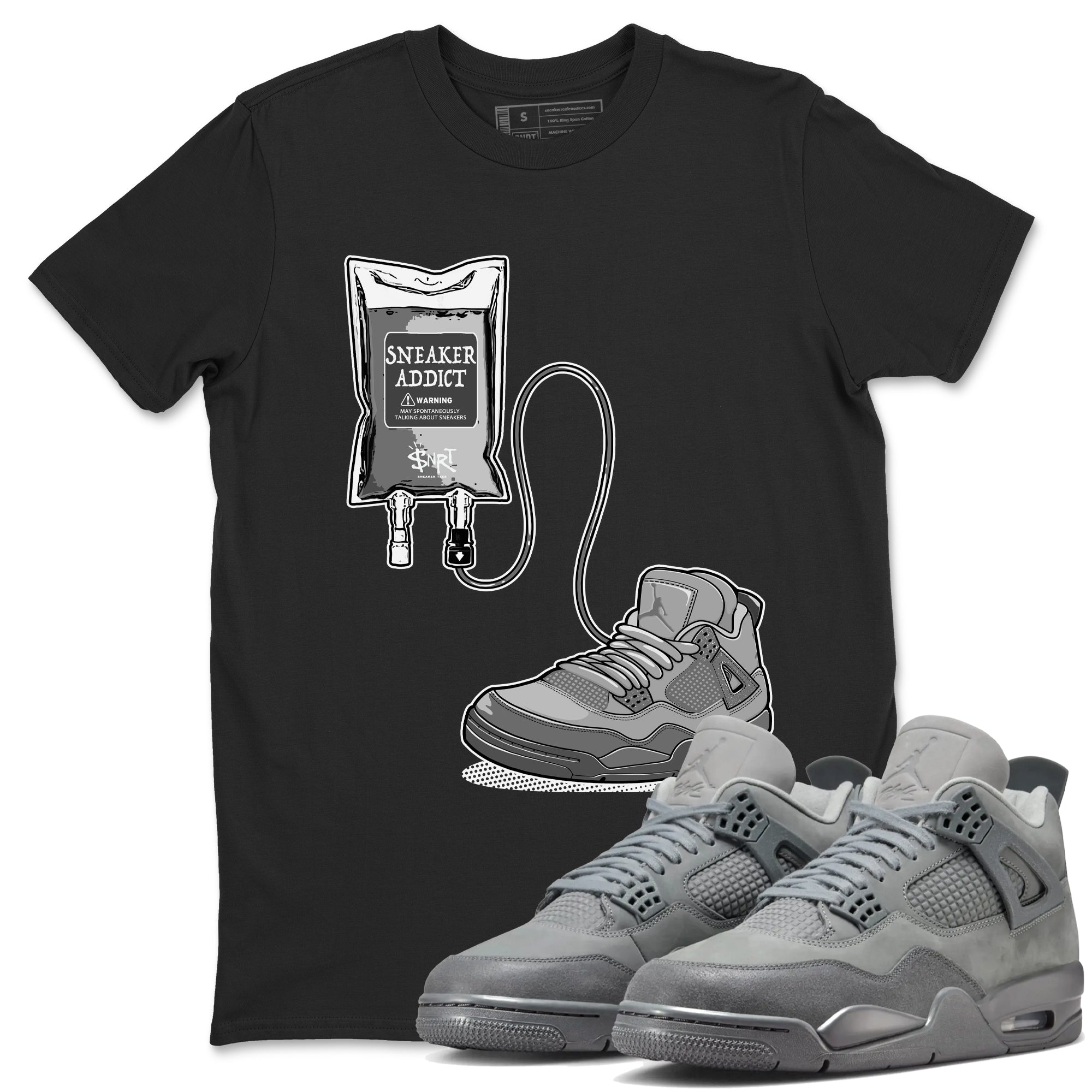 4s Wet Cement shirts to match jordans Sneaker Therapy sneaker match tees Air Jordan 4 Wet Cement Drip Gear Zone unisex cotton Black 1 crew neck shirts