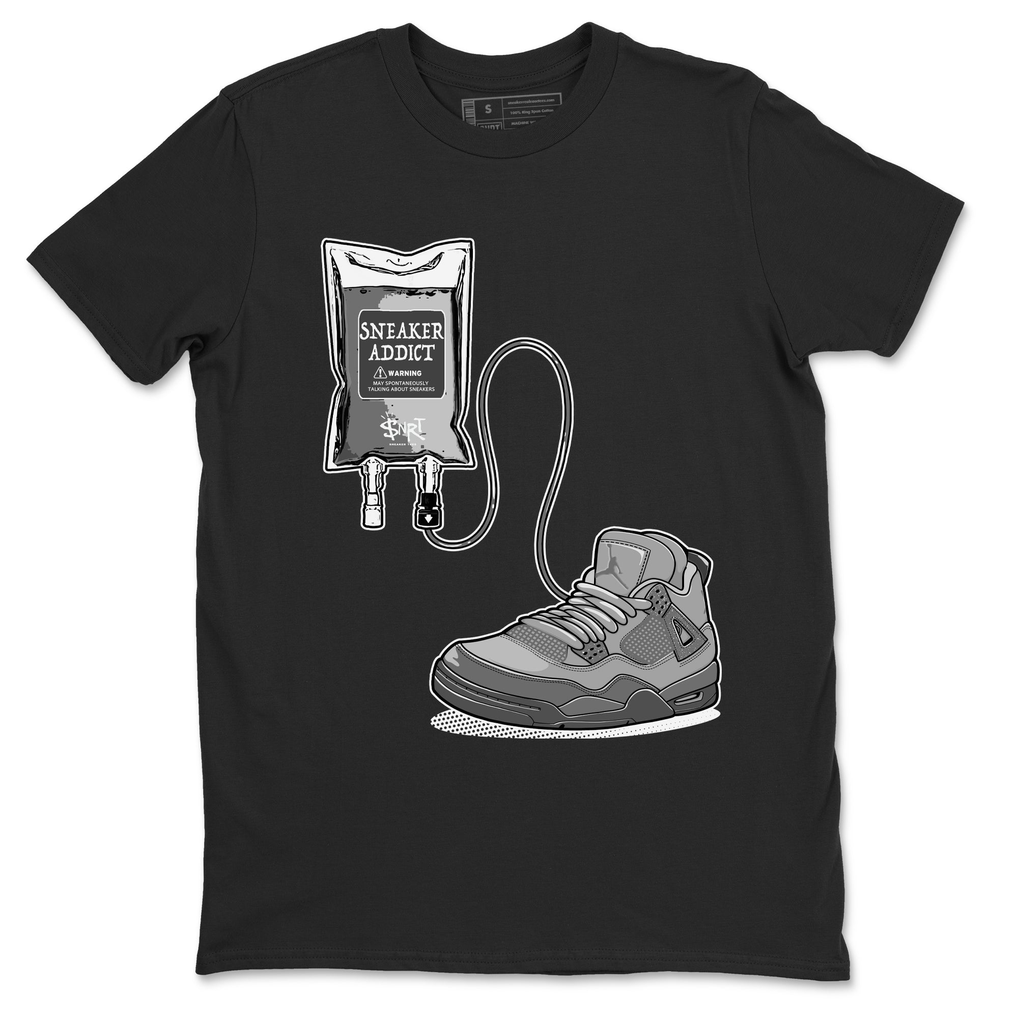 4s Wet Cement shirts to match jordans Sneaker Therapy sneaker match tees Air Jordan 4 Wet Cement Drip Gear Zone unisex cotton Black 2 crew neck shirts