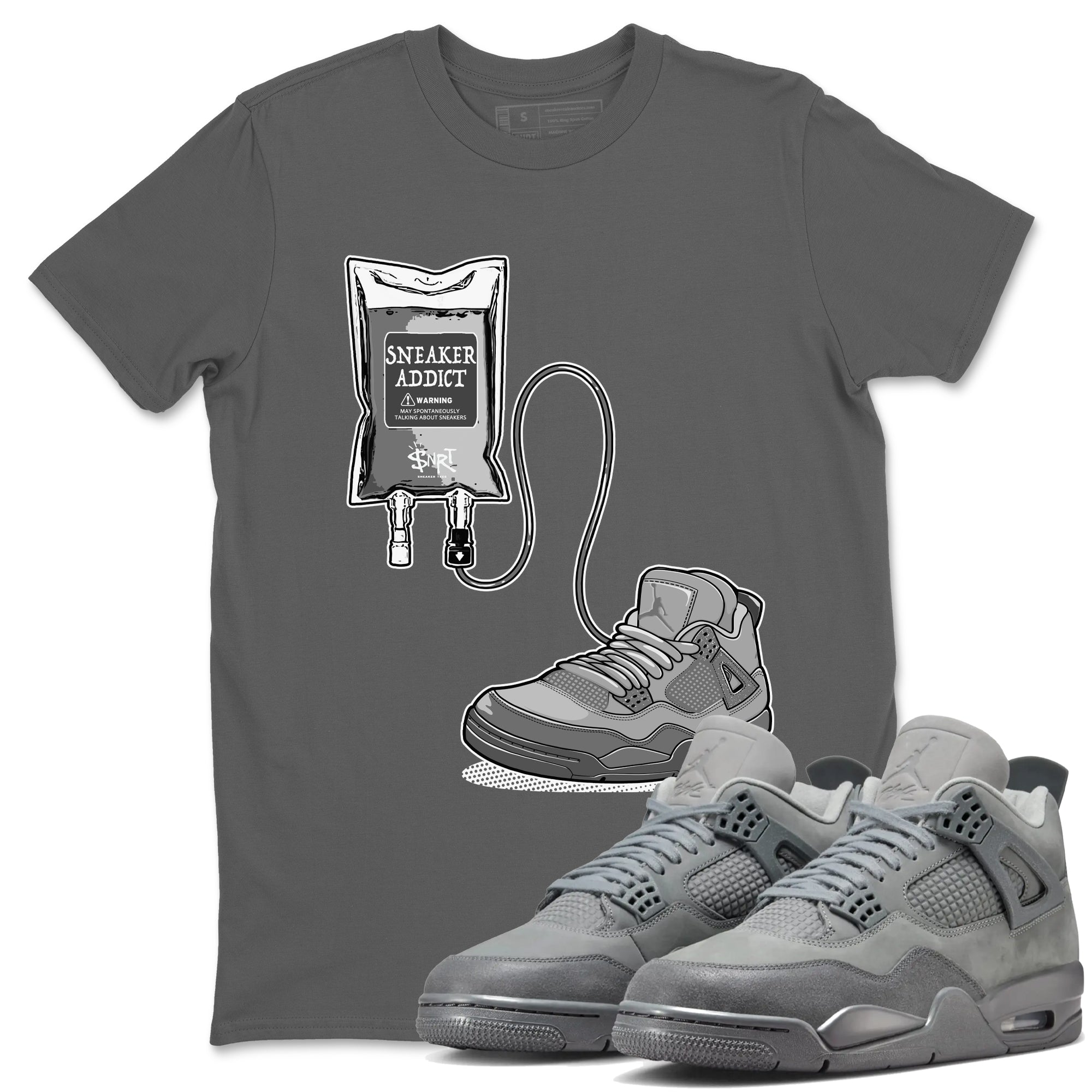 4s Wet Cement shirts to match jordans Sneaker Therapy sneaker match tees Air Jordan 4 Wet Cement Drip Gear Zone unisex cotton Cool Grey 1 crew neck shirts