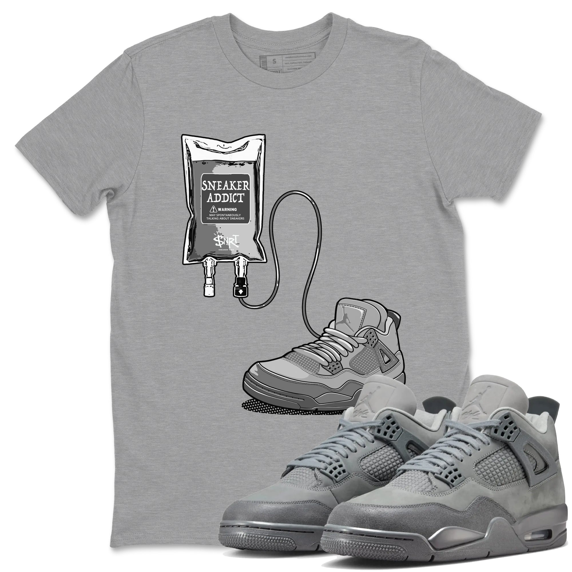 4s Wet Cement shirts to match jordans Sneaker Therapy sneaker match tees Air Jordan 4 Wet Cement Drip Gear Zone unisex cotton Heather Grey 1 crew neck shirts