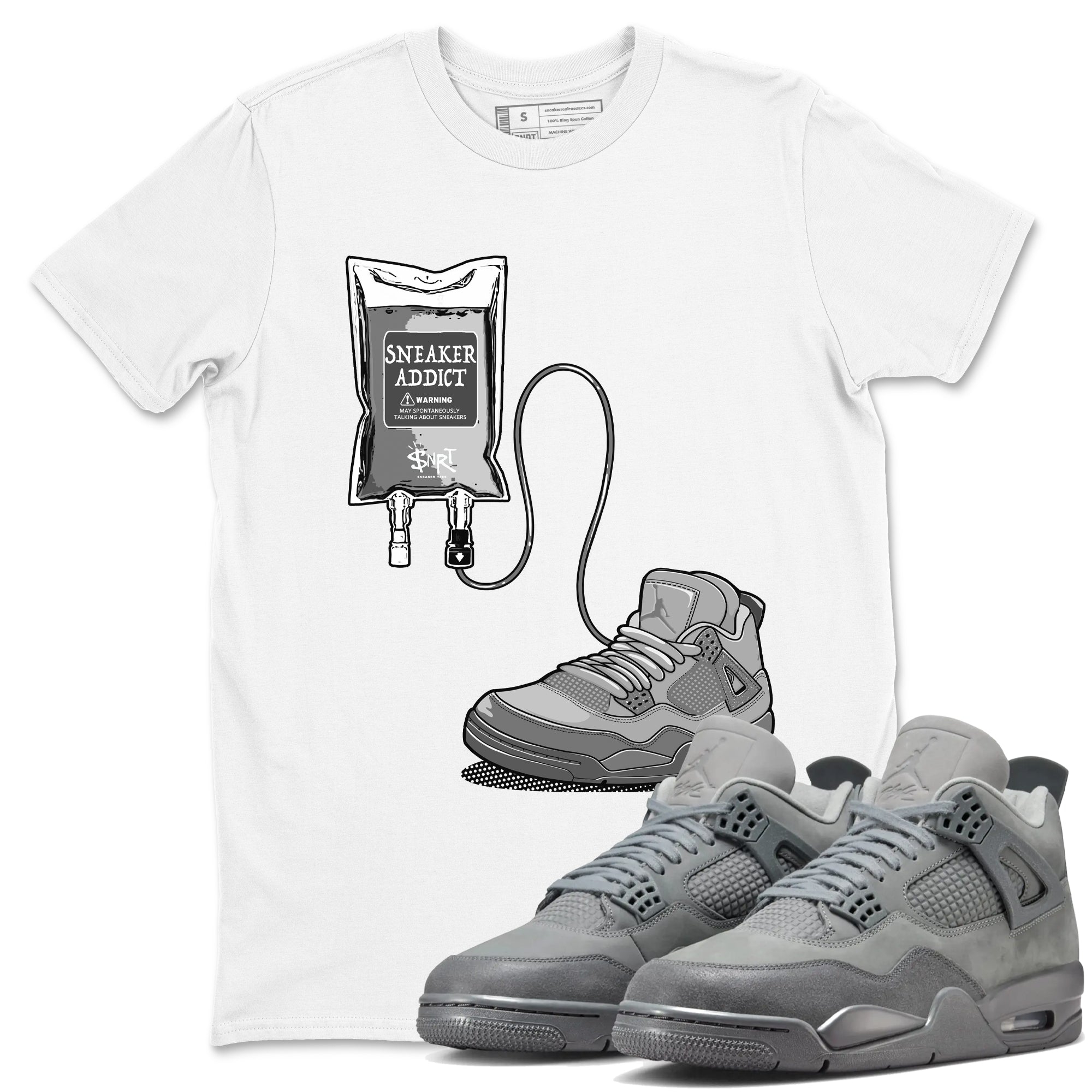 4s Wet Cement shirts to match jordans Sneaker Therapy sneaker match tees Air Jordan 4 Wet Cement Drip Gear Zone unisex cotton White 1 crew neck shirts