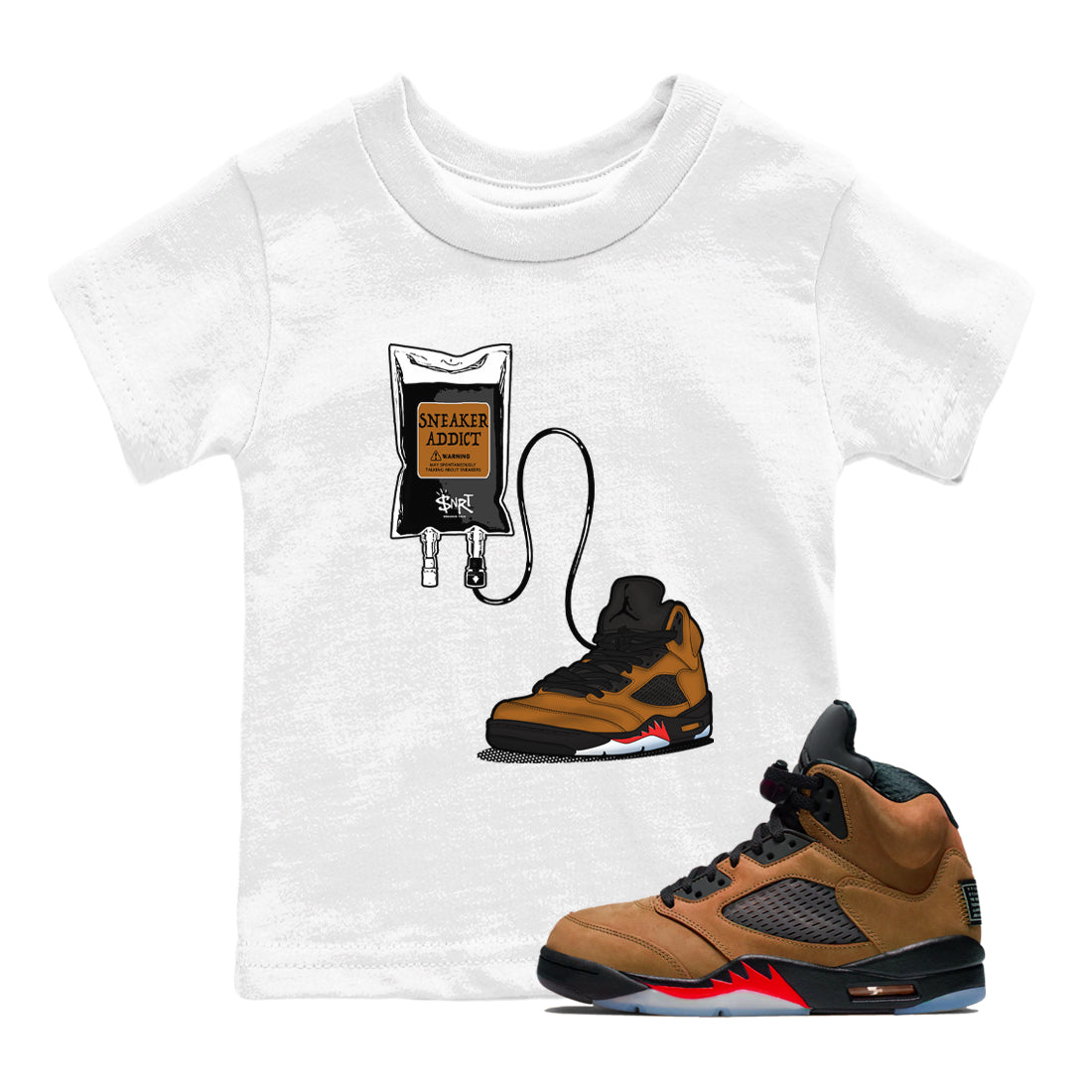 Air Jordan 5 Archaeo Brown shirts to match jordans Sneaker Therapy sneaker match tees Air Jordan 5 Archaeo Brown match shoes to clothes Drip Gear Zone Youth Baby White 1 tee