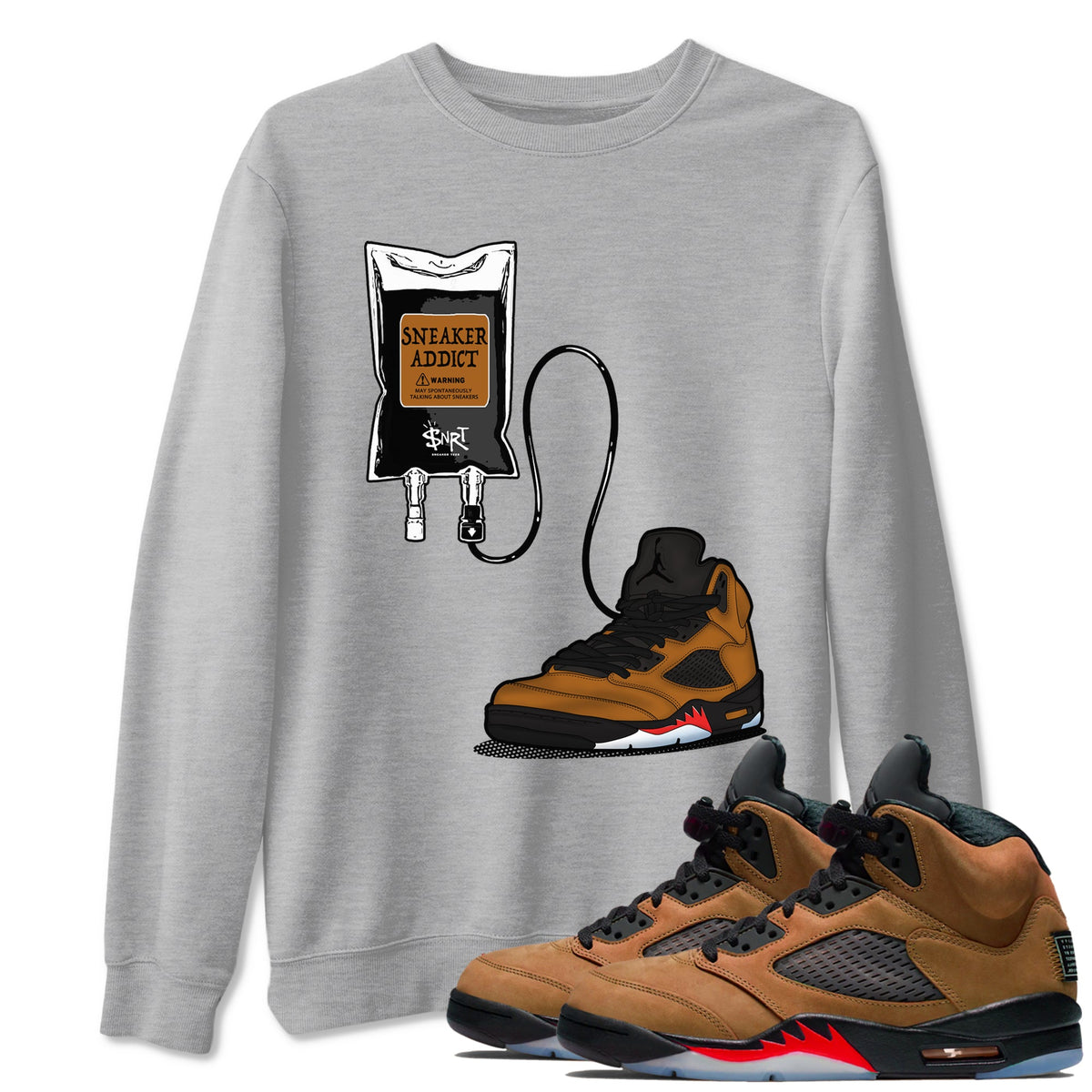 Air Jordan 5 Archaeo Brown shirts to match jordans Sneaker Therapy sneaker match tees Air Jordan 5 Archaeo Brown match shoes to clothes Drip Gear Zone unisex cotton Heather Grey 1 shirts