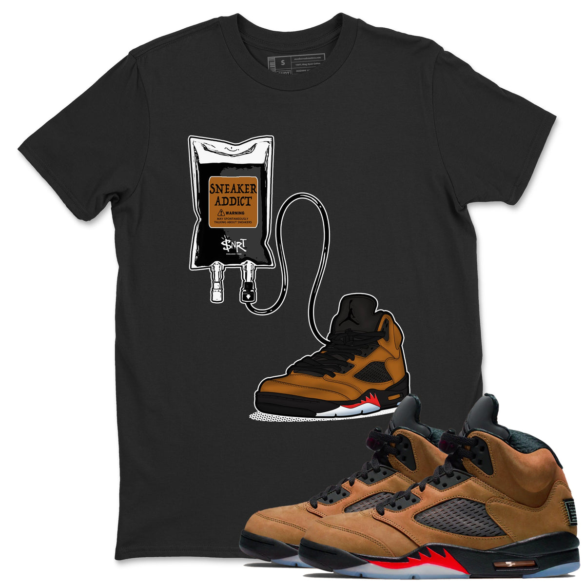 Air Jordan 5 Archaeo Brown shirts to match jordans Sneaker Therapy sneaker match tees Air Jordan 5 Archaeo Brown match shoes to clothes Drip Gear Zone unisex cotton Black 1 shirts