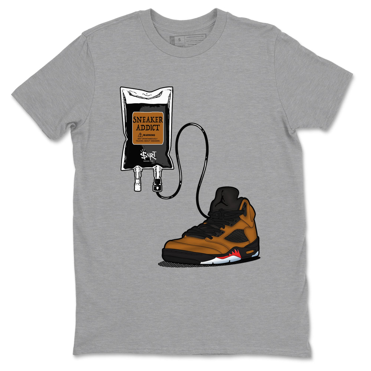 Air Jordan 5 Archaeo Brown shirts to match jordans Sneaker Therapy sneaker match tees Air Jordan 5 Archaeo Brown match shoes to clothes Drip Gear Zone unisex cotton Heather Grey 2 shirts