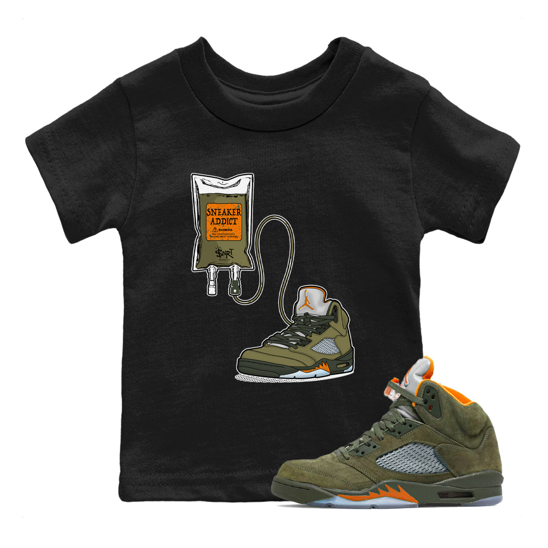 5s Olive shirts to match jordans Sneaker Therapy sneaker match tees Air Jordan 5 Olive match shoes to clothes Drip Gear Zone Youth Baby Black 1 tee