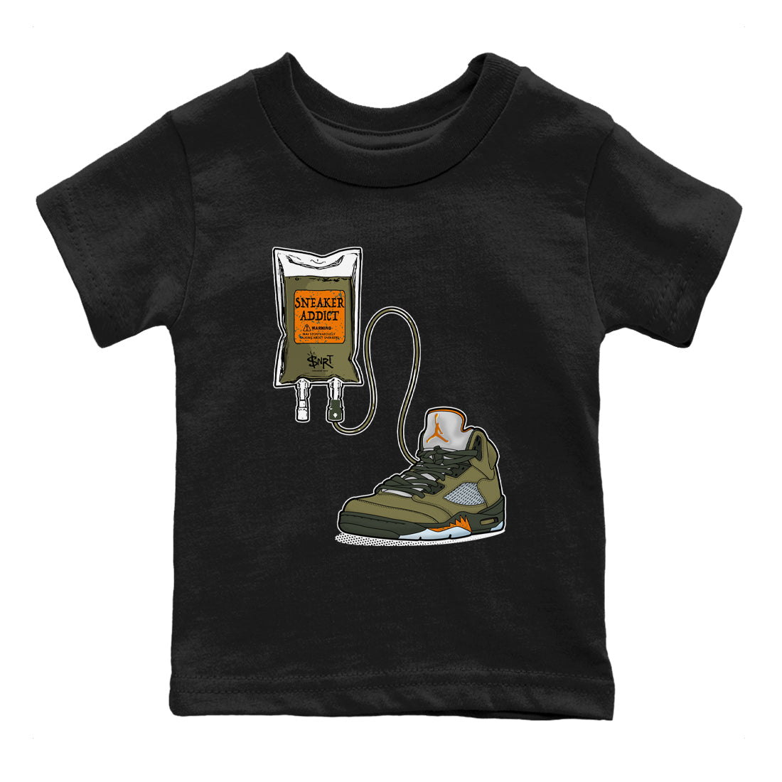 5s Olive shirts to match jordans Sneaker Therapy sneaker match tees Air Jordan 5 Olive match shoes to clothes Drip Gear Zone Youth Baby Black 2 tee