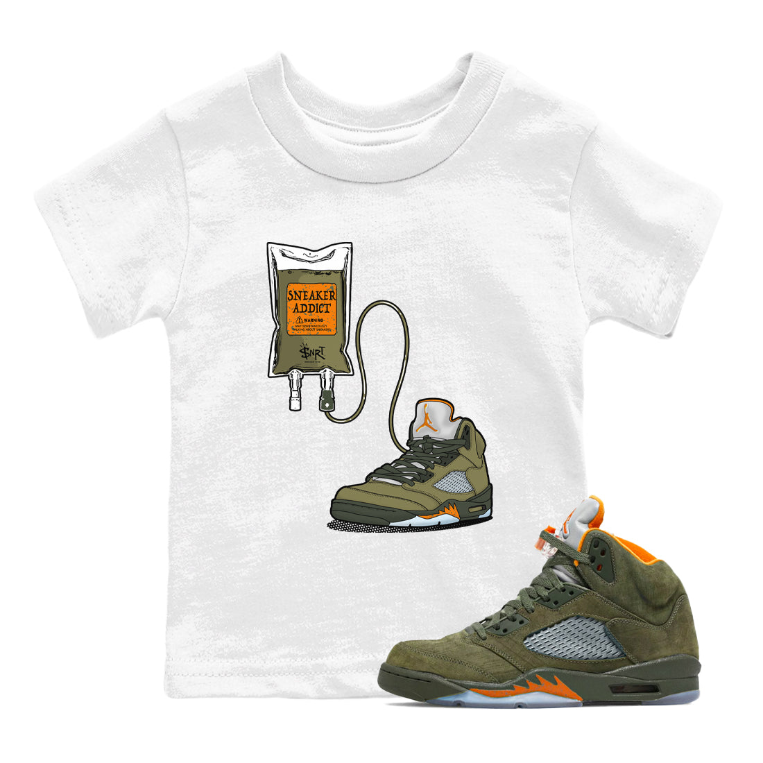 5s Olive shirts to match jordans Sneaker Therapy sneaker match tees Air Jordan 5 Olive match shoes to clothes Drip Gear Zone Youth Baby White 1 tee