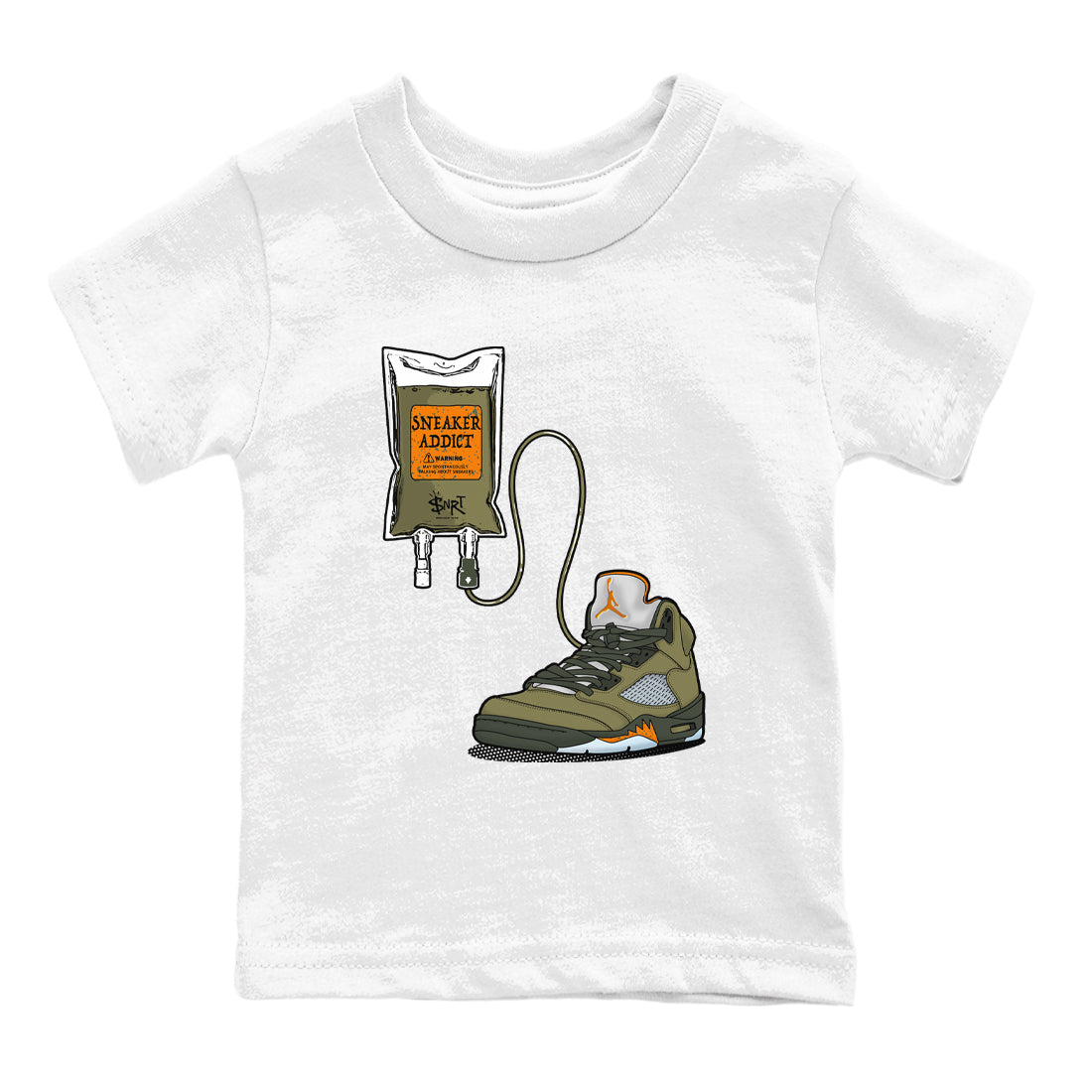 5s Olive shirts to match jordans Sneaker Therapy sneaker match tees Air Jordan 5 Olive match shoes to clothes Drip Gear Zone Youth Baby White 2 tee