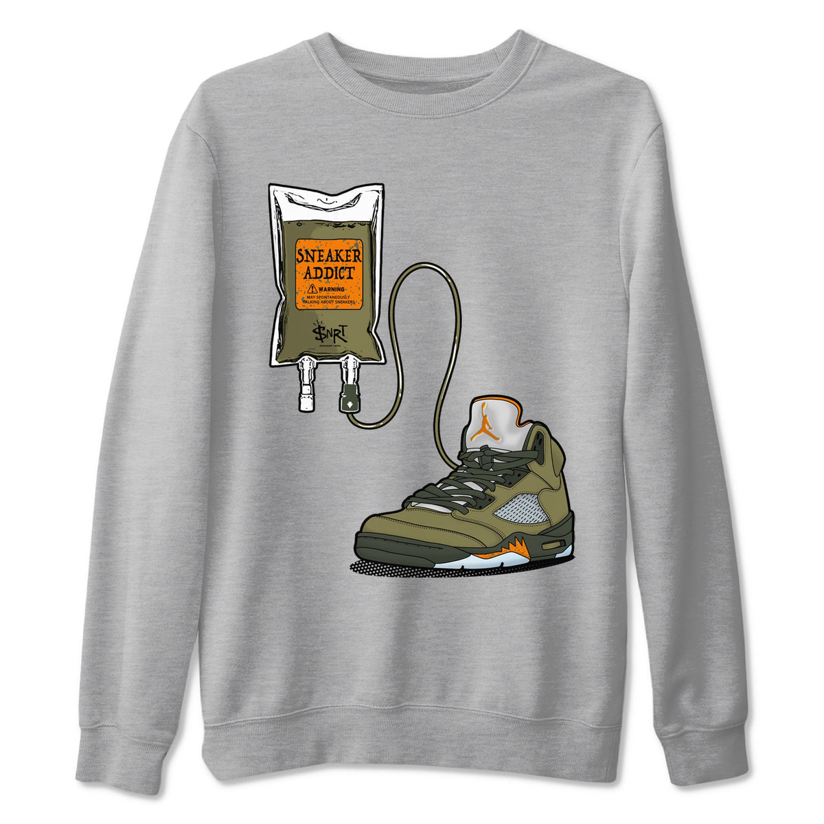 5s Olive shirts to match jordans Sneaker Therapy sneaker match tees Air Jordan 5 Olive match shoes to clothes Drip Gear Zone unisex cotton Heather Grey 2 shirts