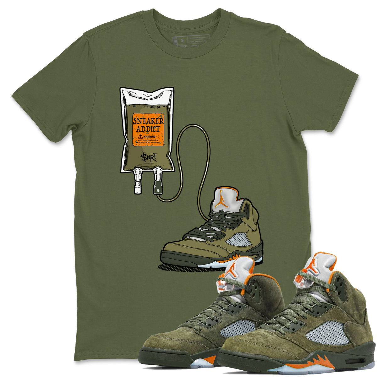 5s Olive shirts to match jordans Sneaker Therapy sneaker match tees Air Jordan 5 Olive match shoes to clothes Drip Gear Zone unisex cotton Military Green 1 shirts
